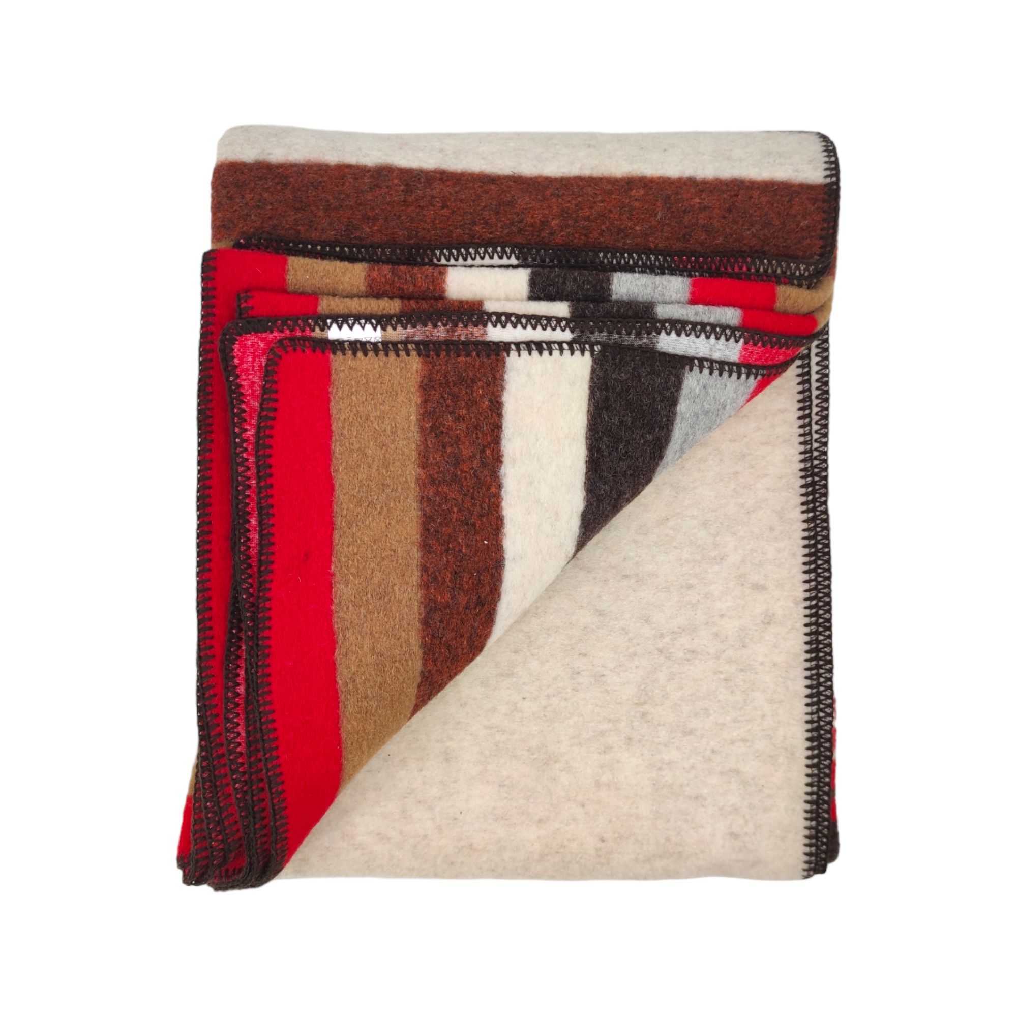 Biella Fabrics | Coperta Cheyenne Narural/Red Indian - Fabbrica Ski Sises