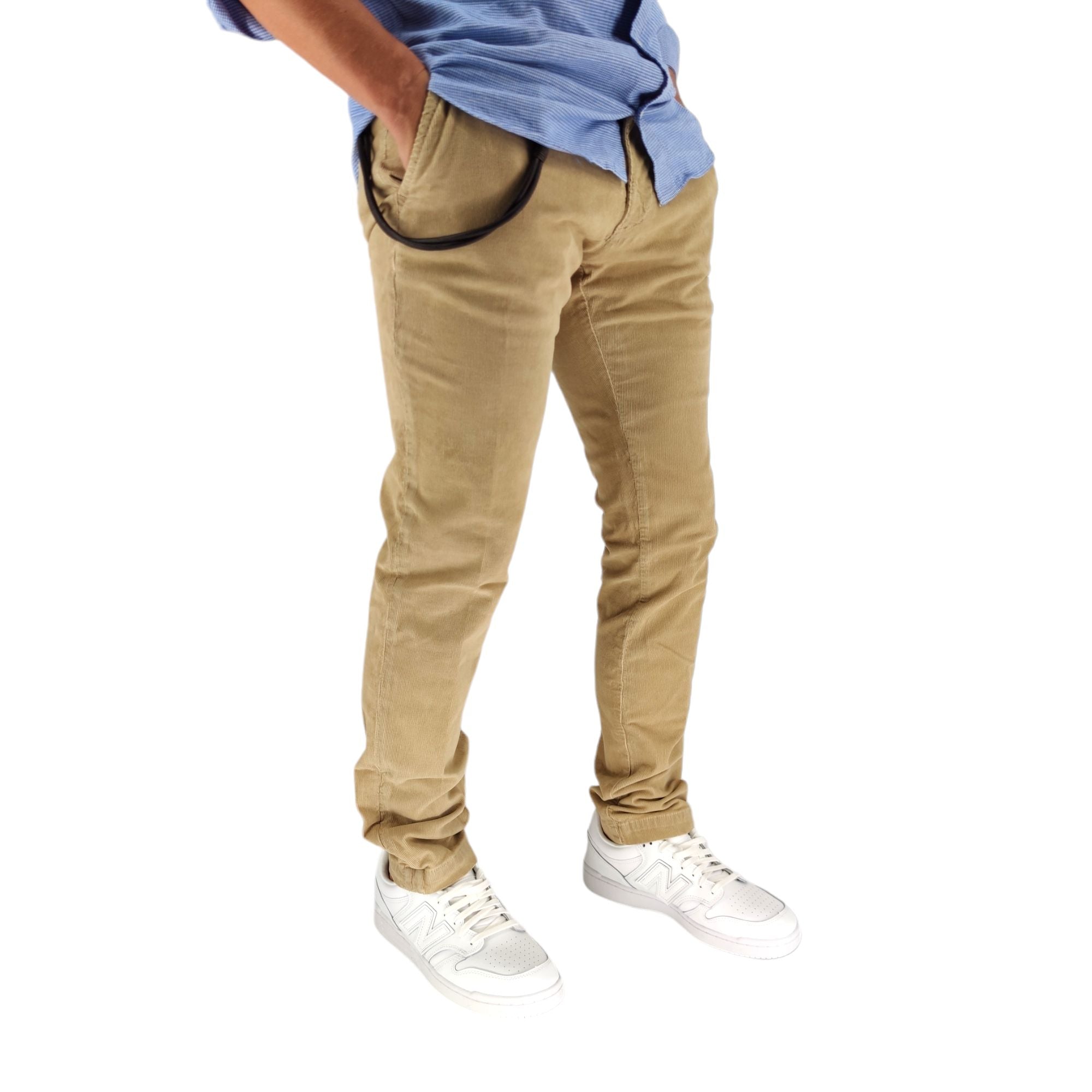 Modfitter | Pantaloni Carnaby Velvet Uomo Stone - Fabbrica Ski Sises