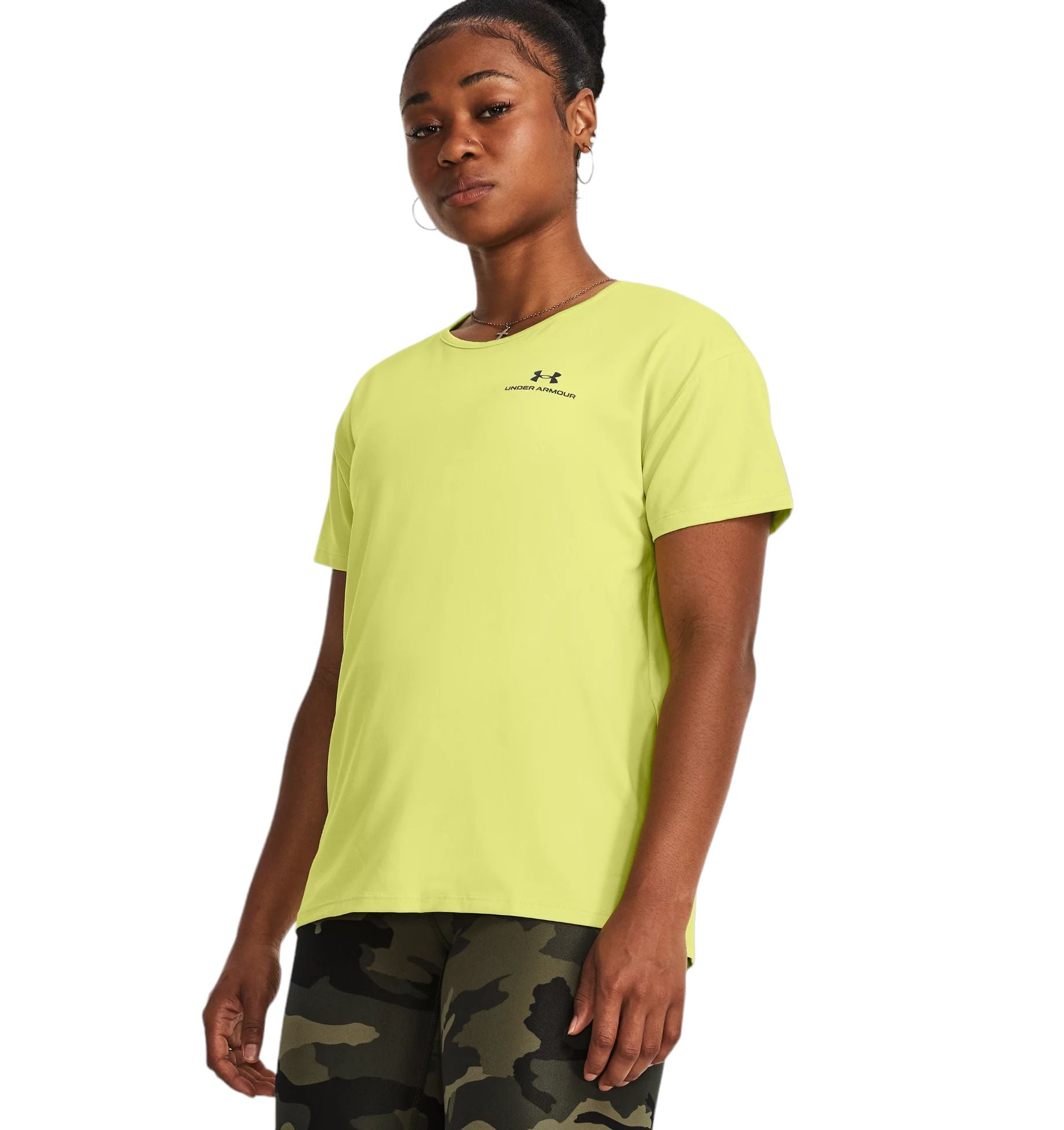 Under Armour | T-shirt Rush Energy 2.0 Donna Lime Yellow/Black - Fabbrica Ski Sises