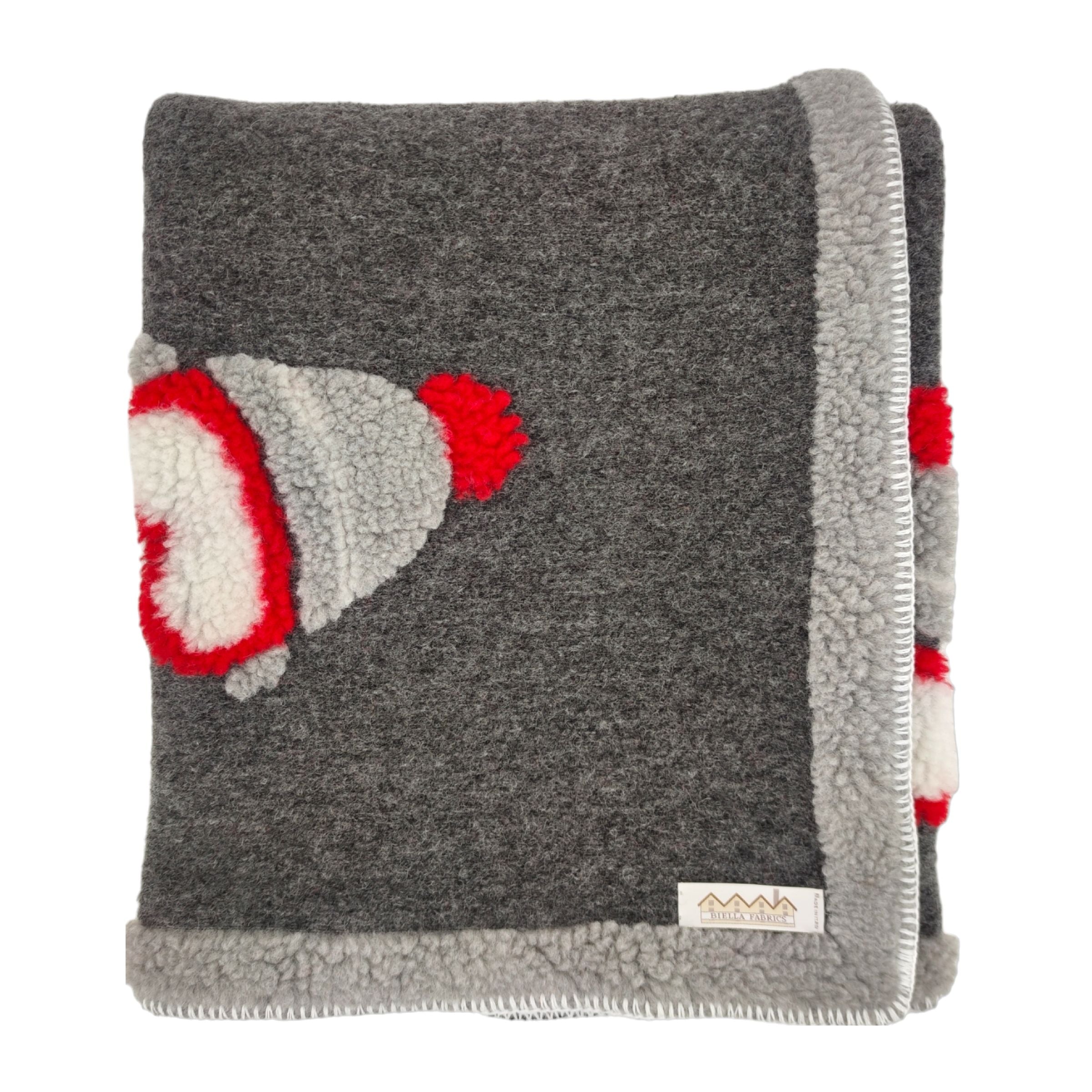 Biella Fabrics | Coperta Berretta Ardesia/Rosso/Bianco - Fabbrica Ski Sises