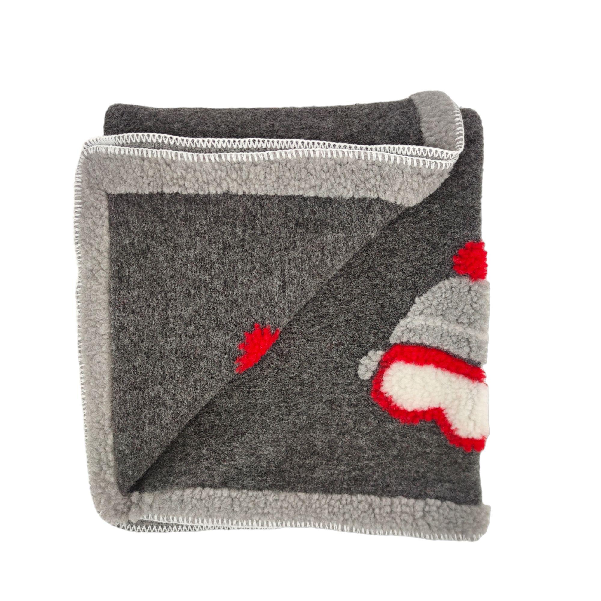 Biella Fabrics | Coperta Berretta Ardesia/Rosso/Bianco - Fabbrica Ski Sises