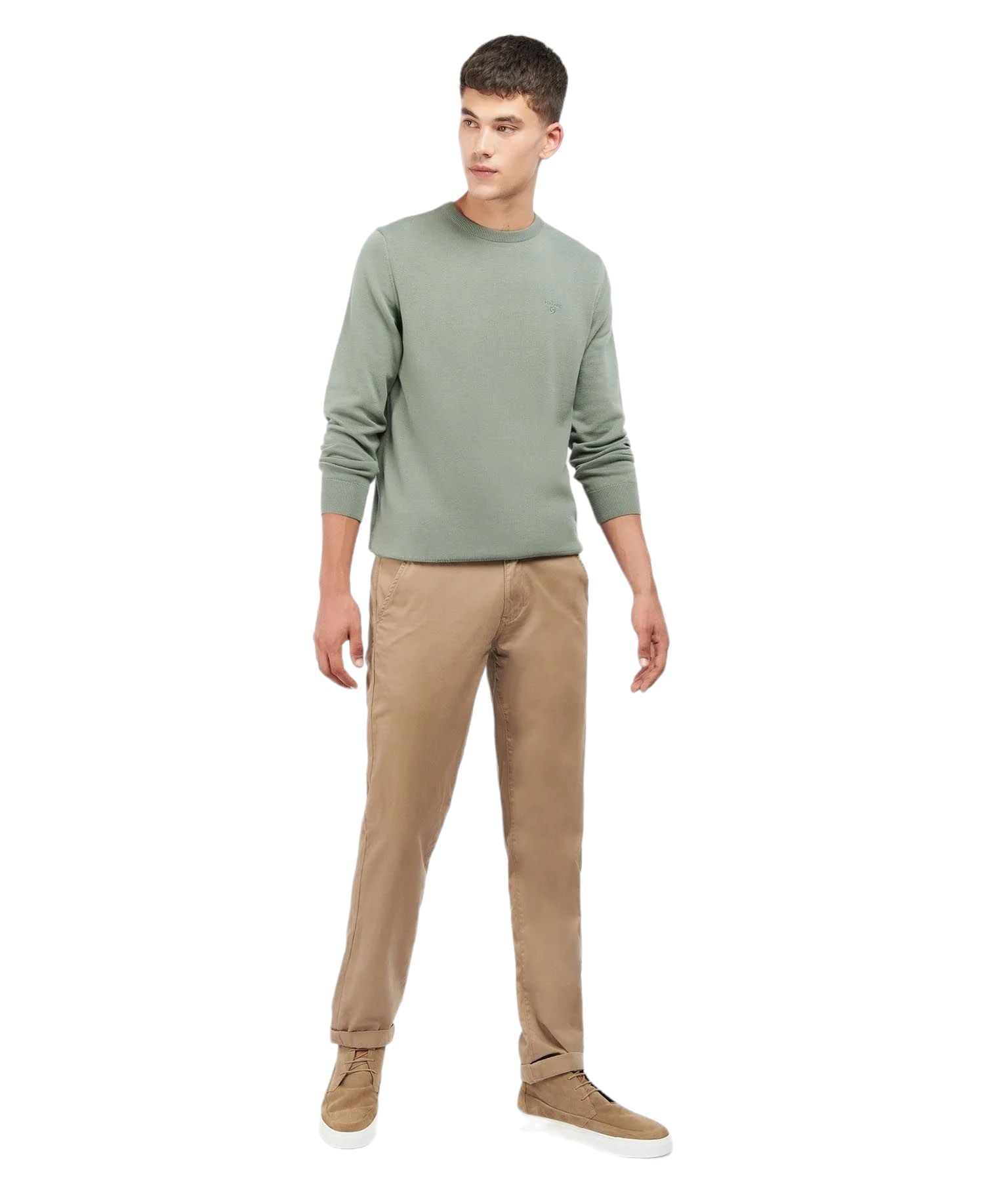Barbour | Maglia Pima Cotton Crew Neck Uomo Agave Green - Fabbrica Ski Sises