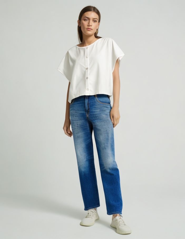 True Nyc | Pantaloni Marta Donna Medium Wash - Fabbrica Ski Sises
