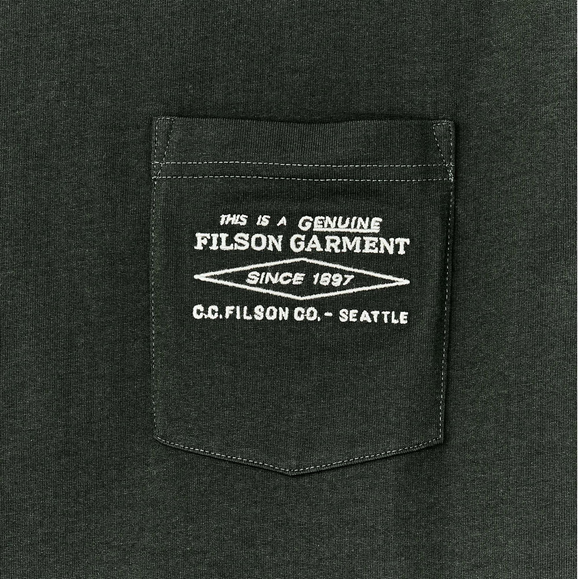 Filson | T-shirt Embroidered Pocket Uomo Dark Timber Diamond - Fabbrica Ski Sises