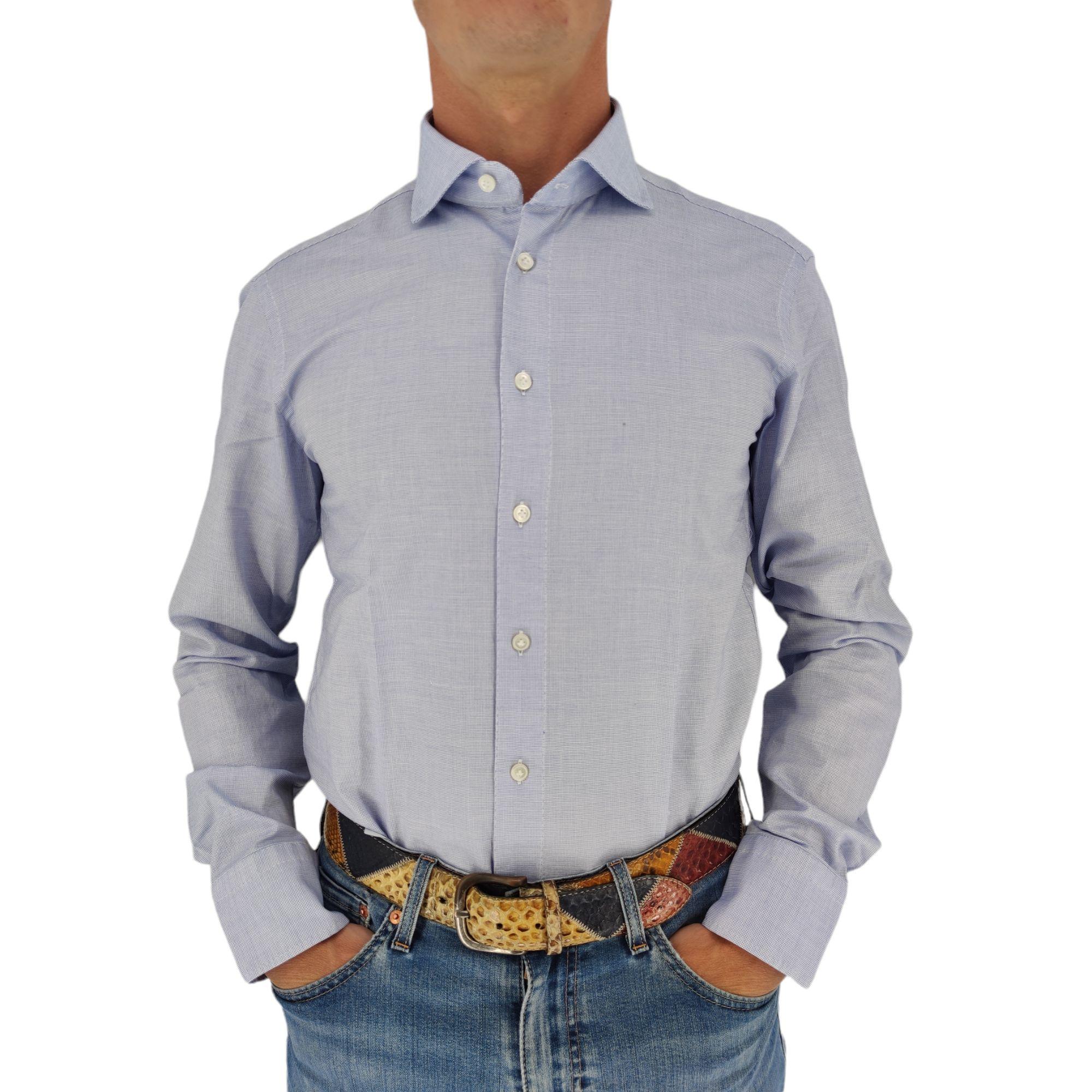 Bastoncino | Camicia Simo Uomo Light Blue/White - Fabbrica Ski Sises
