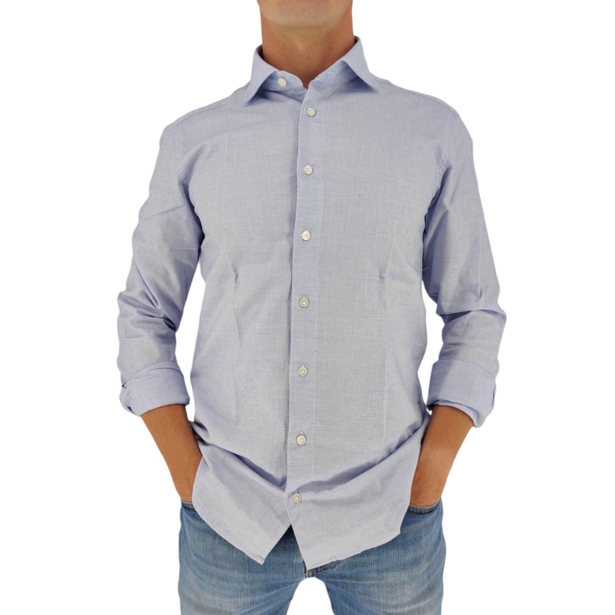Bastoncino | Camicia Simo Uomo Light Blue/White - Fabbrica Ski Sises