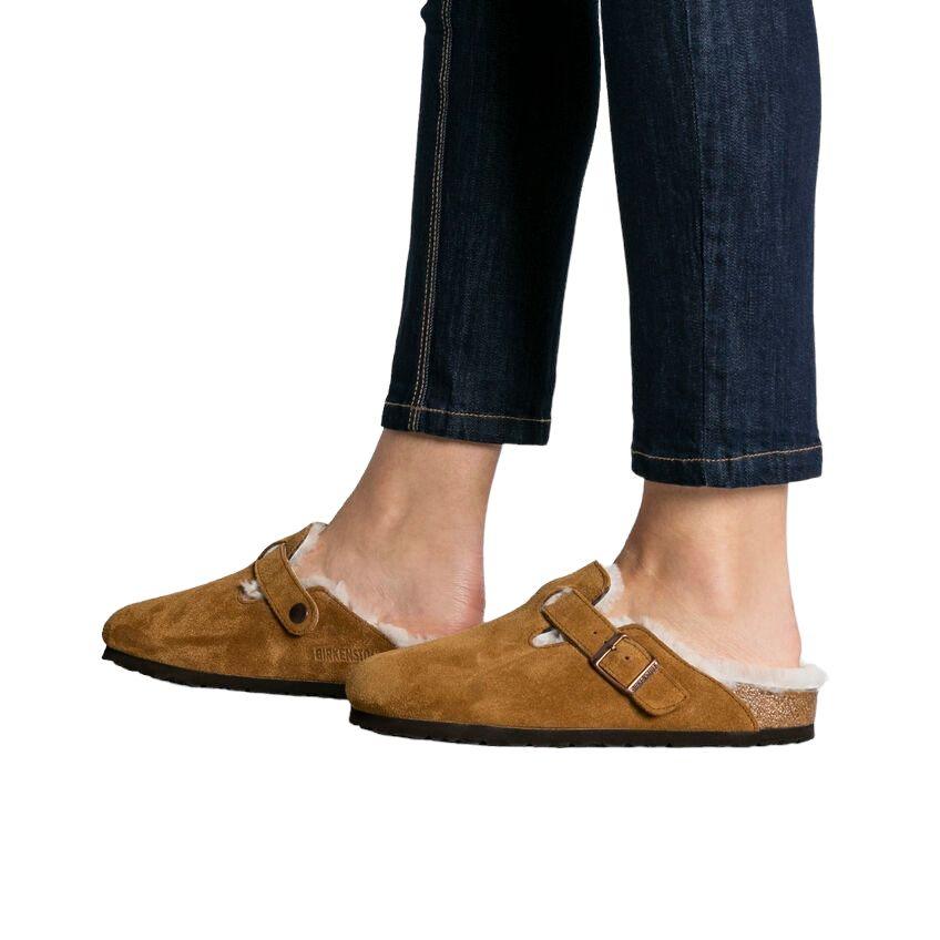 Birkenstock | Sandali Boston Shearling Donna Mink - Fabbrica Ski Sises