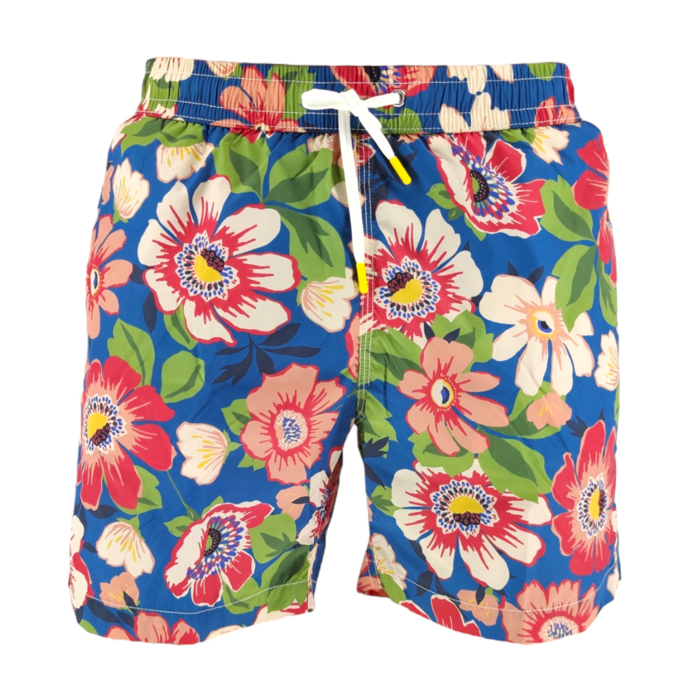 Hartford | Costume Swim Uomo Indigo Blue Flowers Print - Fabbrica Ski Sises