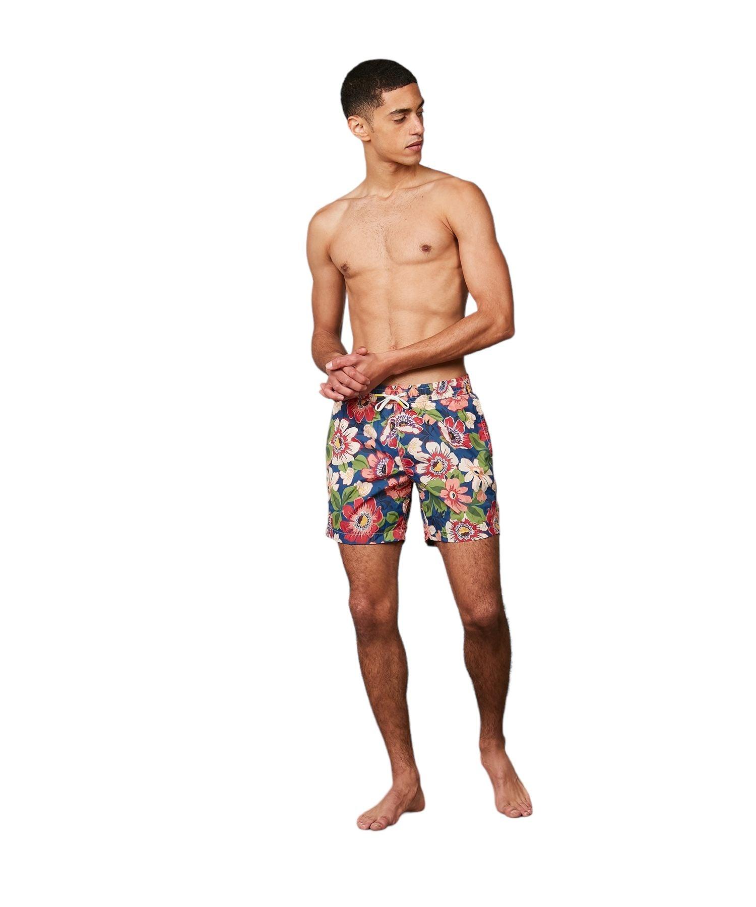 Hartford | Costume Swim Uomo Indigo Blue Flowers Print - Fabbrica Ski Sises