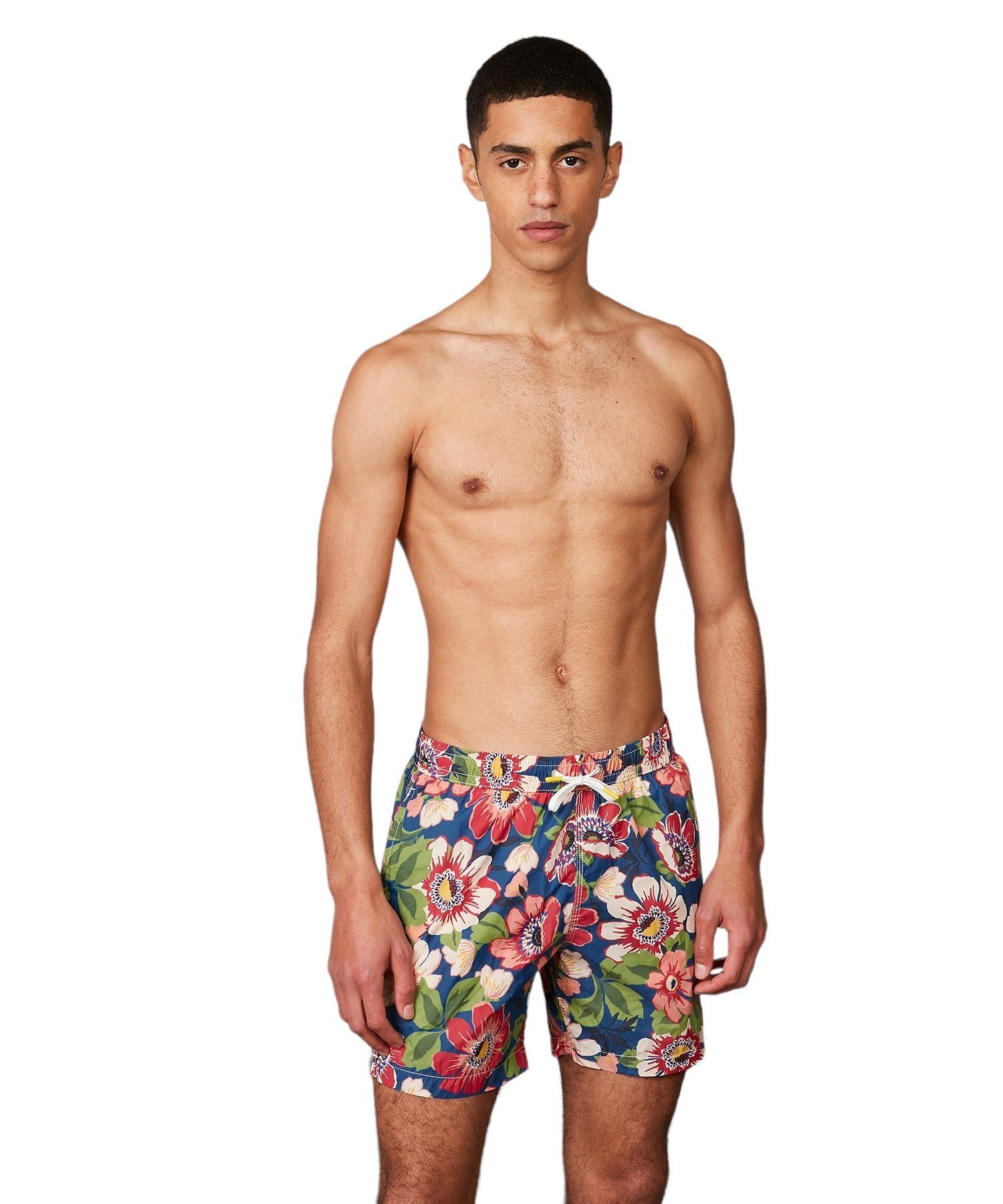Hartford | Costume Swim Uomo Indigo Blue Flowers Print - Fabbrica Ski Sises