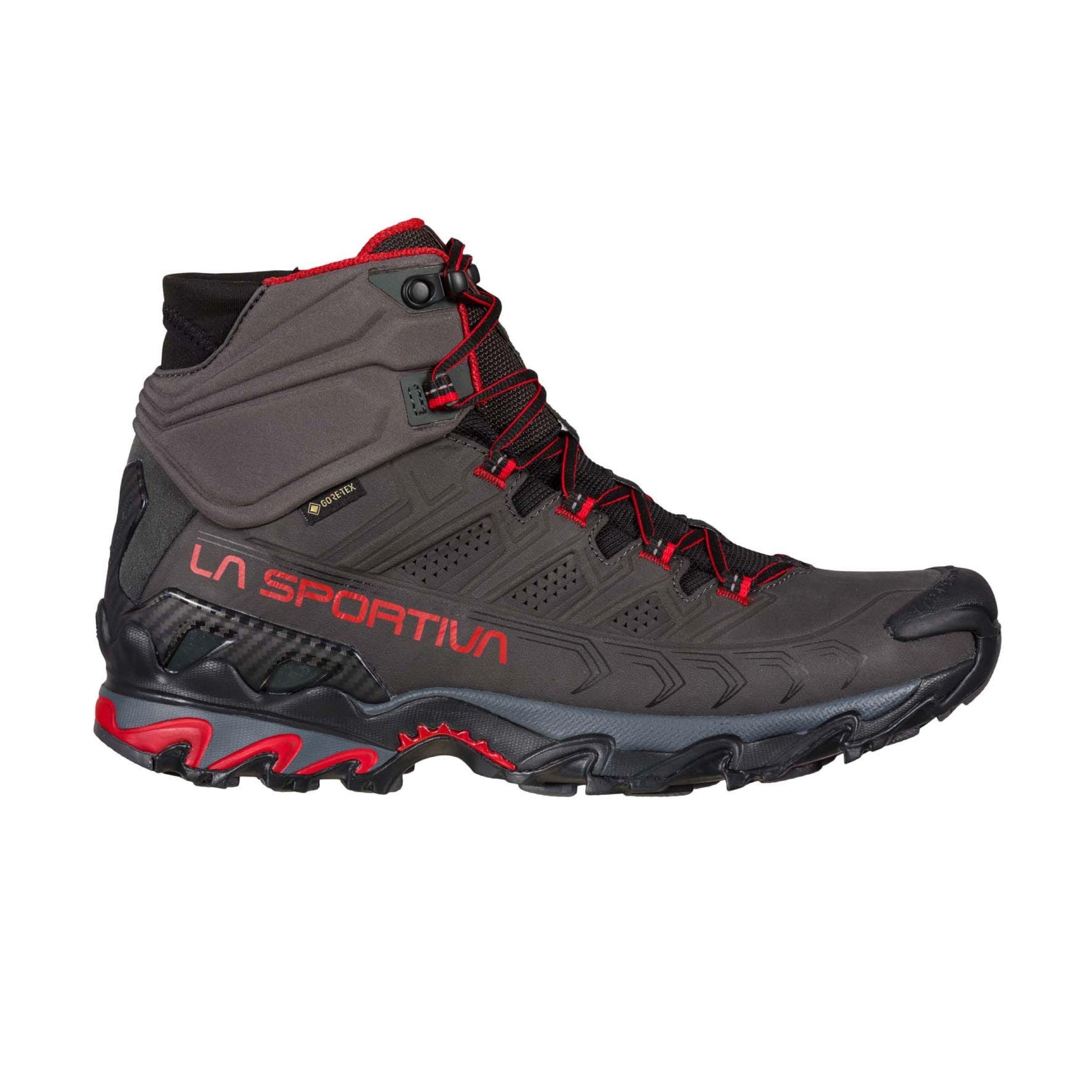 La Sportiva | Scarpe Ultra Raptor II Mid Leather GTX Uomo Carbon/Tango Red - Fabbrica Ski Sises