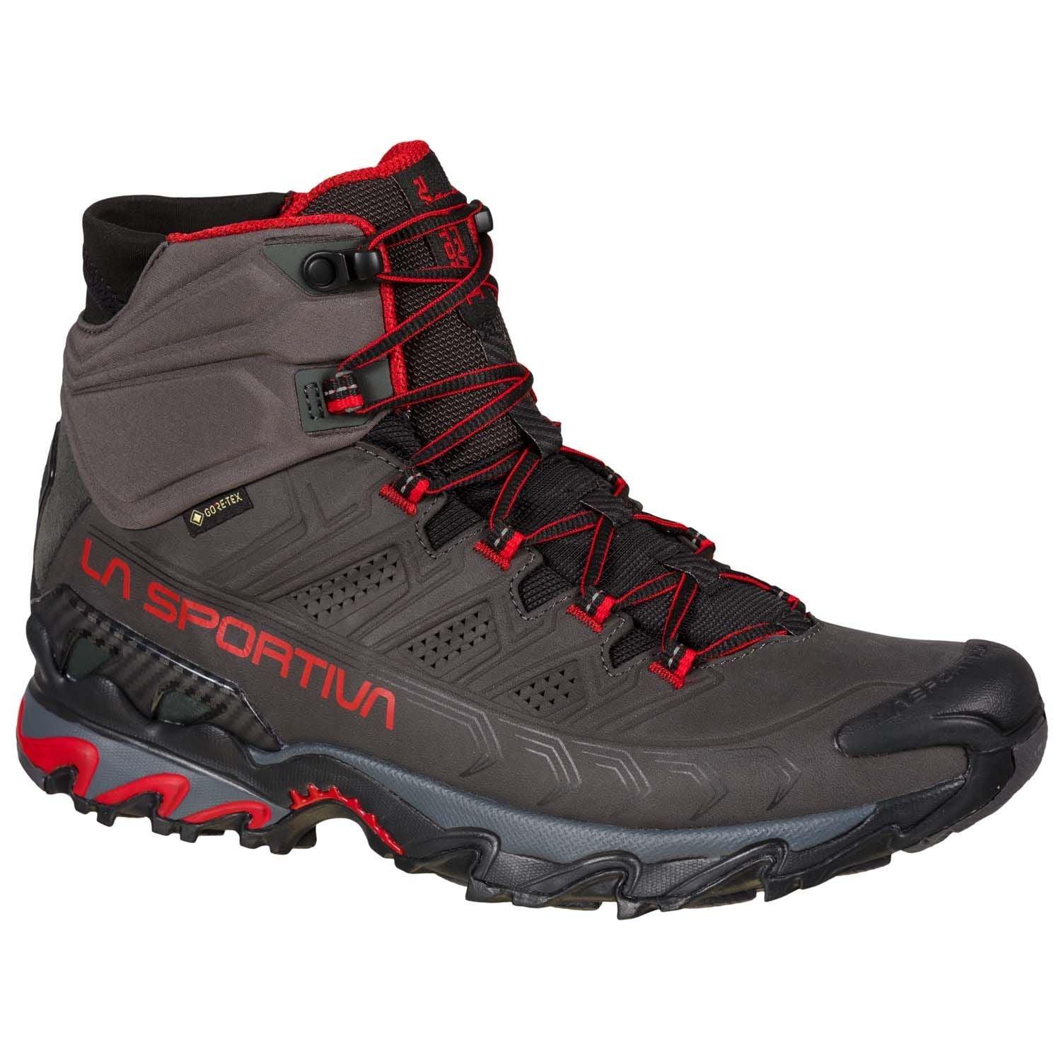 La Sportiva | Scarpe Ultra Raptor II Mid Leather GTX Uomo Carbon/Tango Red - Fabbrica Ski Sises