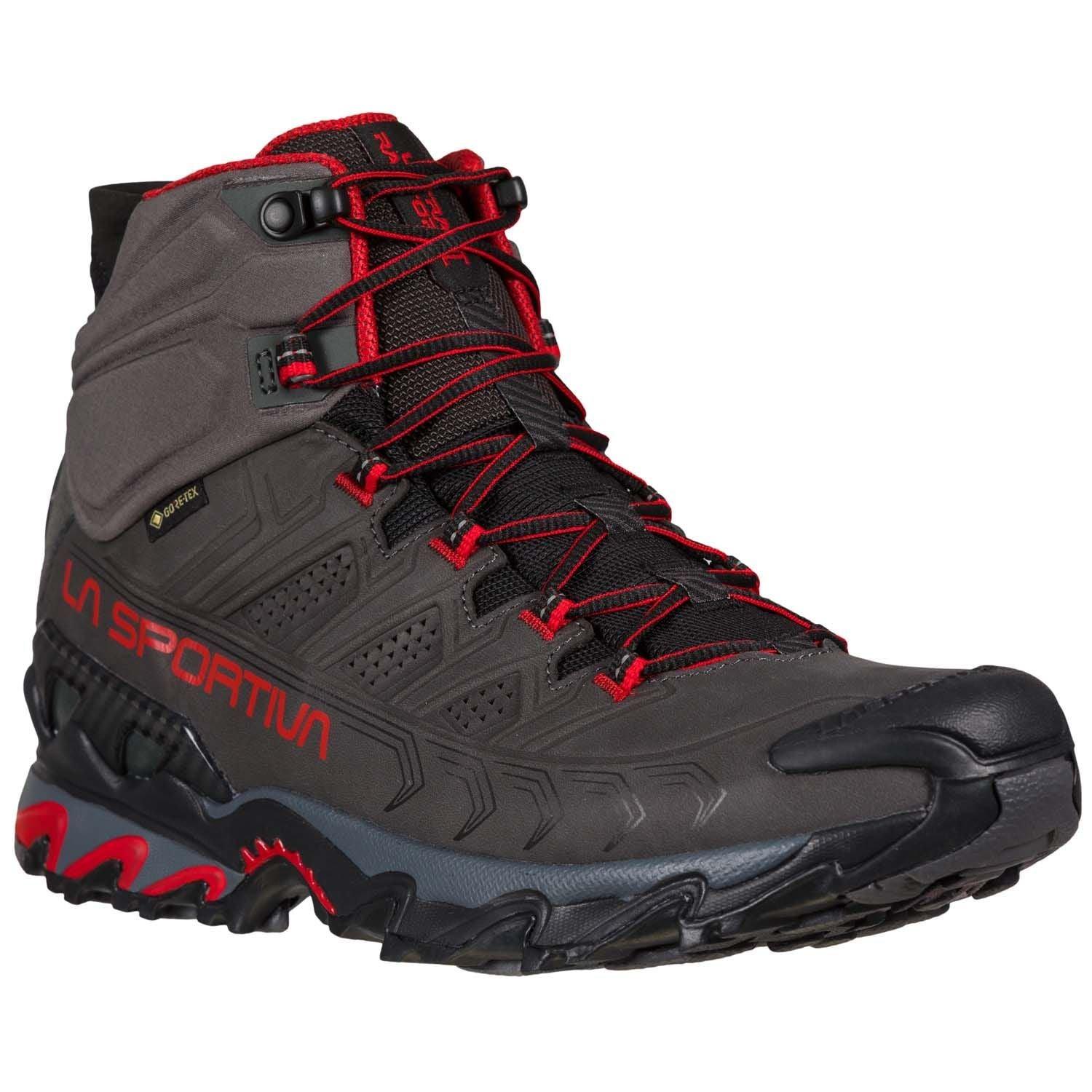 La Sportiva | Scarpe Ultra Raptor II Mid Leather GTX Uomo Carbon/Tango Red - Fabbrica Ski Sises
