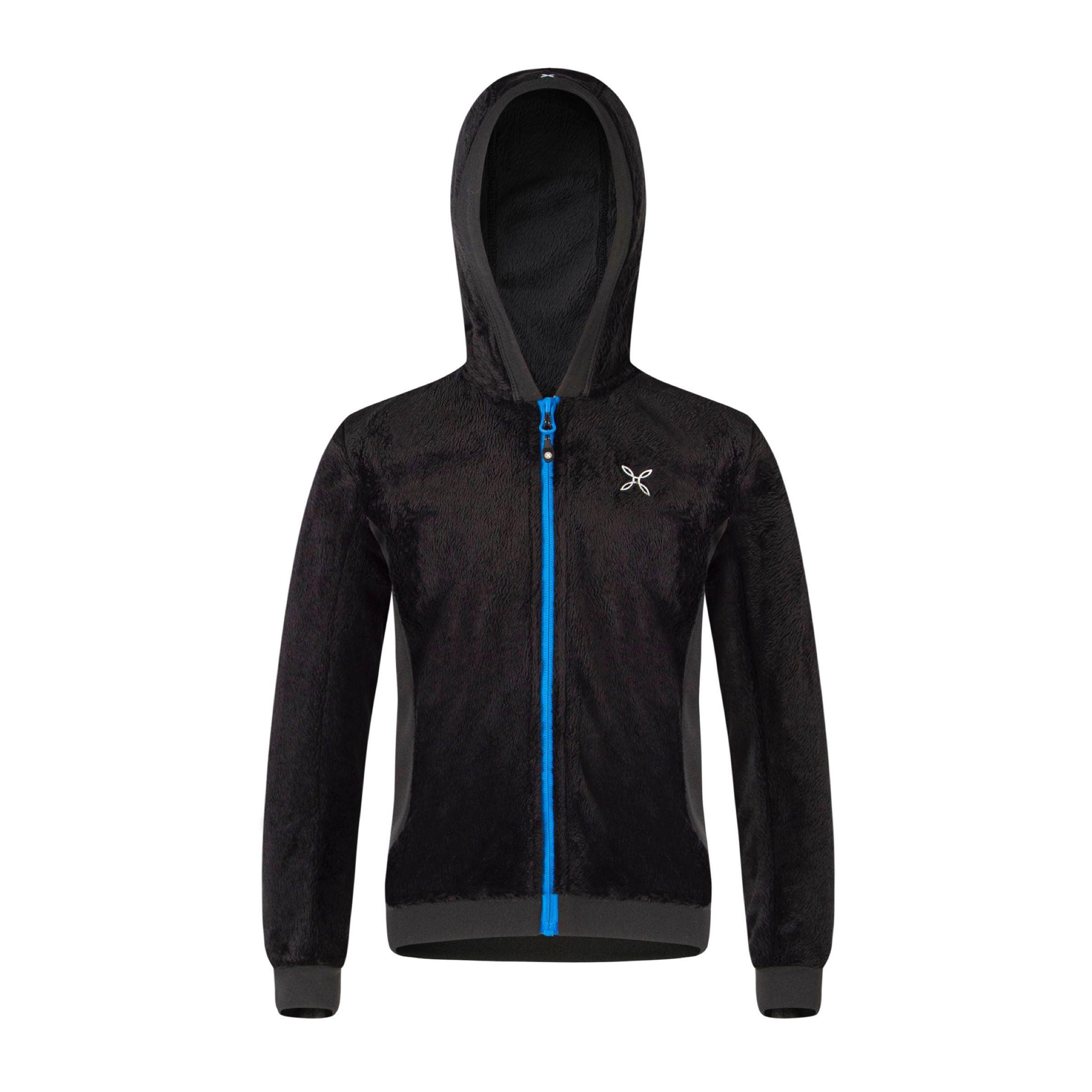 Montura | Maglia Polar Stretch Hoody Bambino Nero/Celeste - Fabbrica Ski Sises