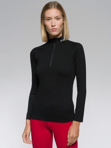 Rewoolution | T-shirt LS Half Zip Donna Nera - Fabbrica Ski Sises