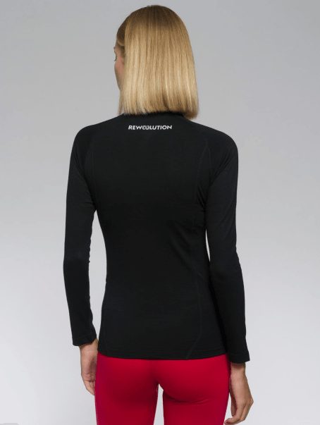 Rewoolution | T-shirt LS Half Zip Donna Nera - Fabbrica Ski Sises