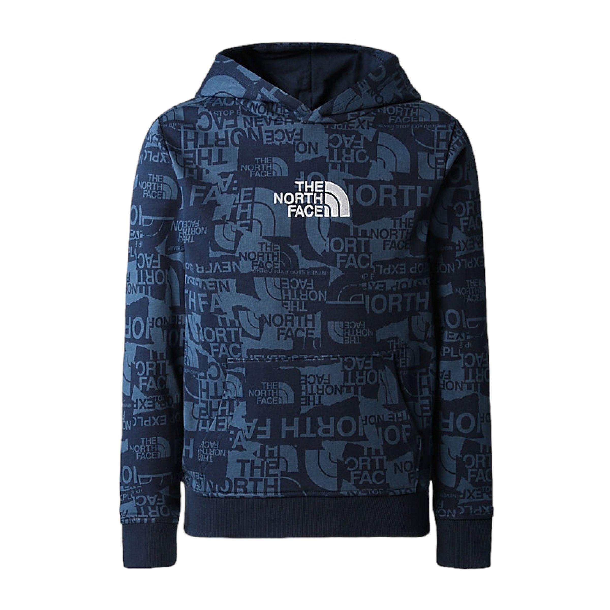 The North Face | Maglia Light Drew Peak Hoodie Bambino Summit Navy/Brand Proud Print - Fabbrica Ski Sises