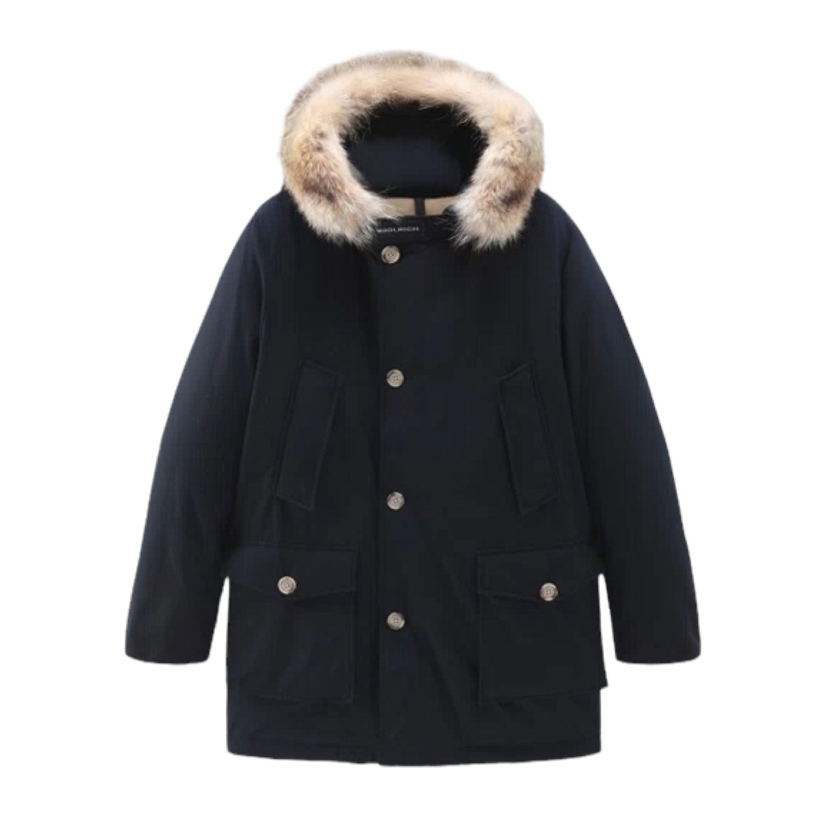 Woolrich | Giacca Arctic Detachable Fur Uomo Melton Blue - Fabbrica Ski Sises