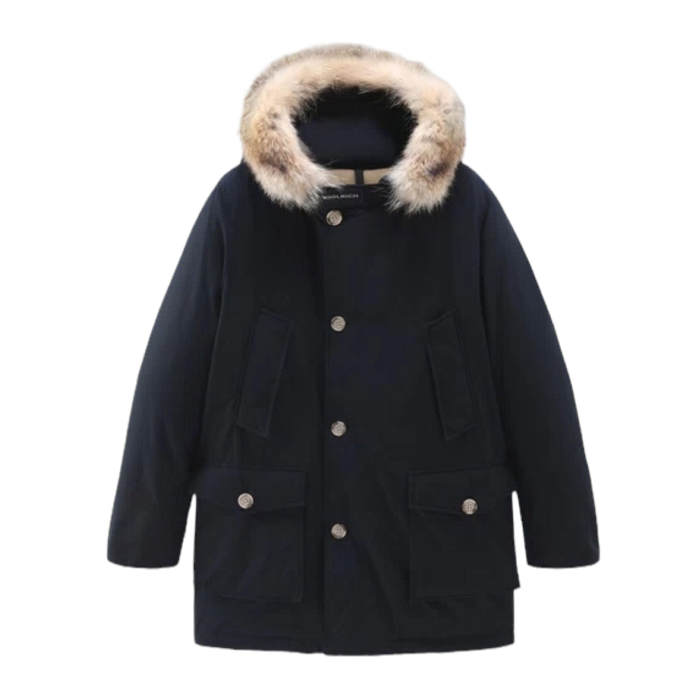 Woolrich | Giacca Arctic Detachable Fur Uomo Melton Blue - Fabbrica Ski Sises