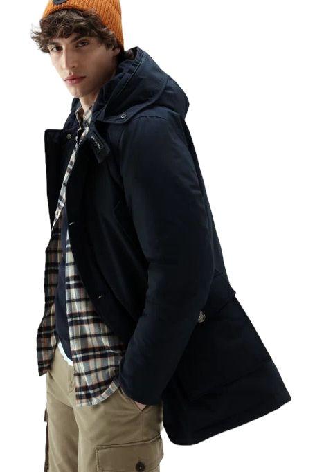 Woolrich | Giacca Arctic Detachable Fur Uomo Melton Blue - Fabbrica Ski Sises