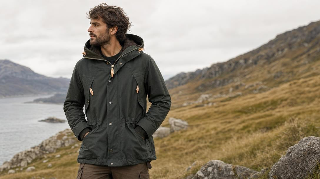Giacca Manifattura Ceccarelli da uomo in cotone cerato, modello Mountain, nella selezione Ski Sises