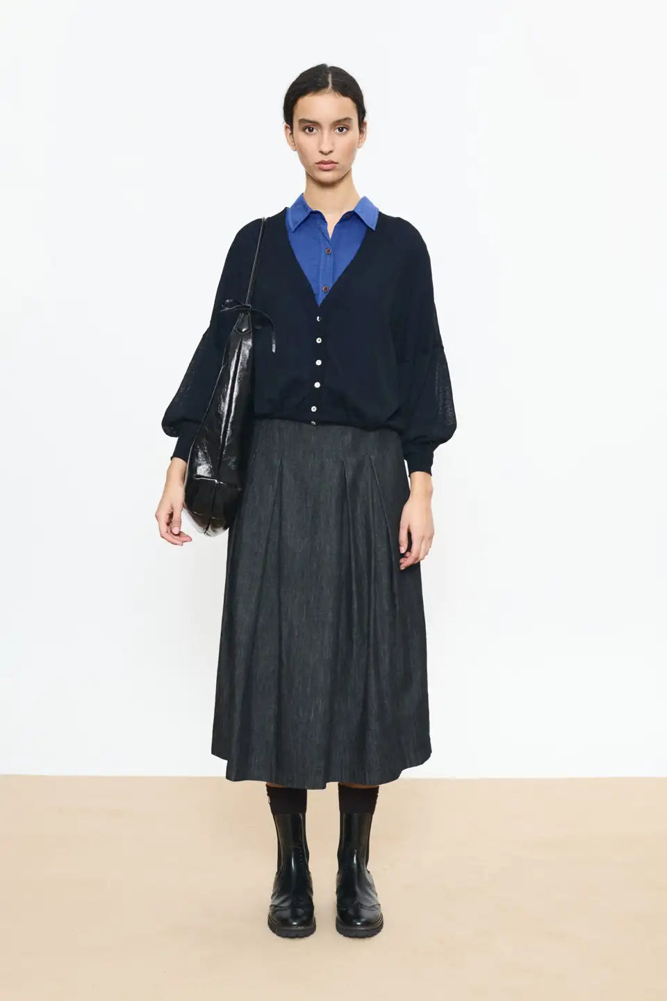 Women's College Skirt Denim Black