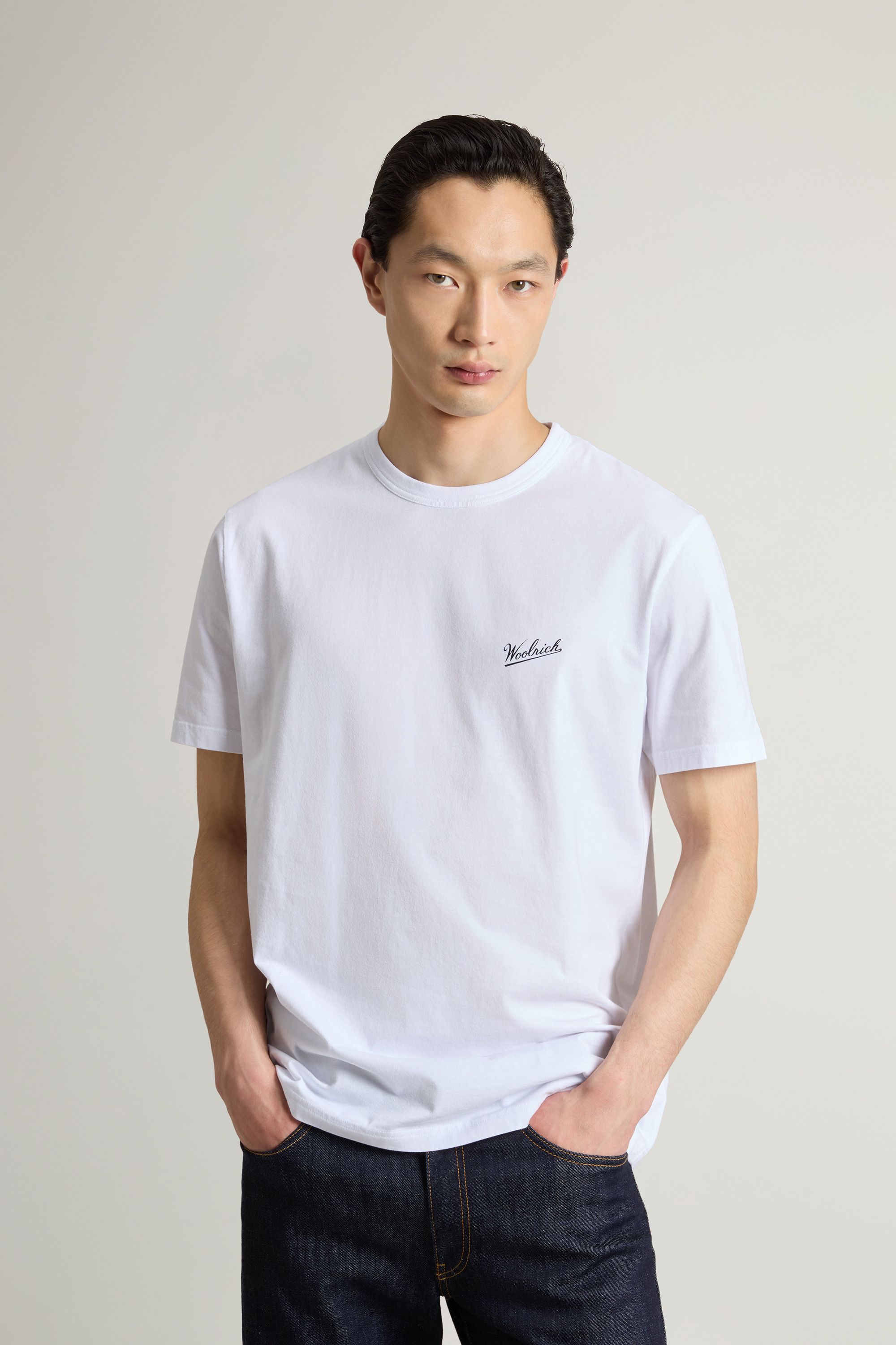 T-shirt Logo Cotton Uomo Bright White