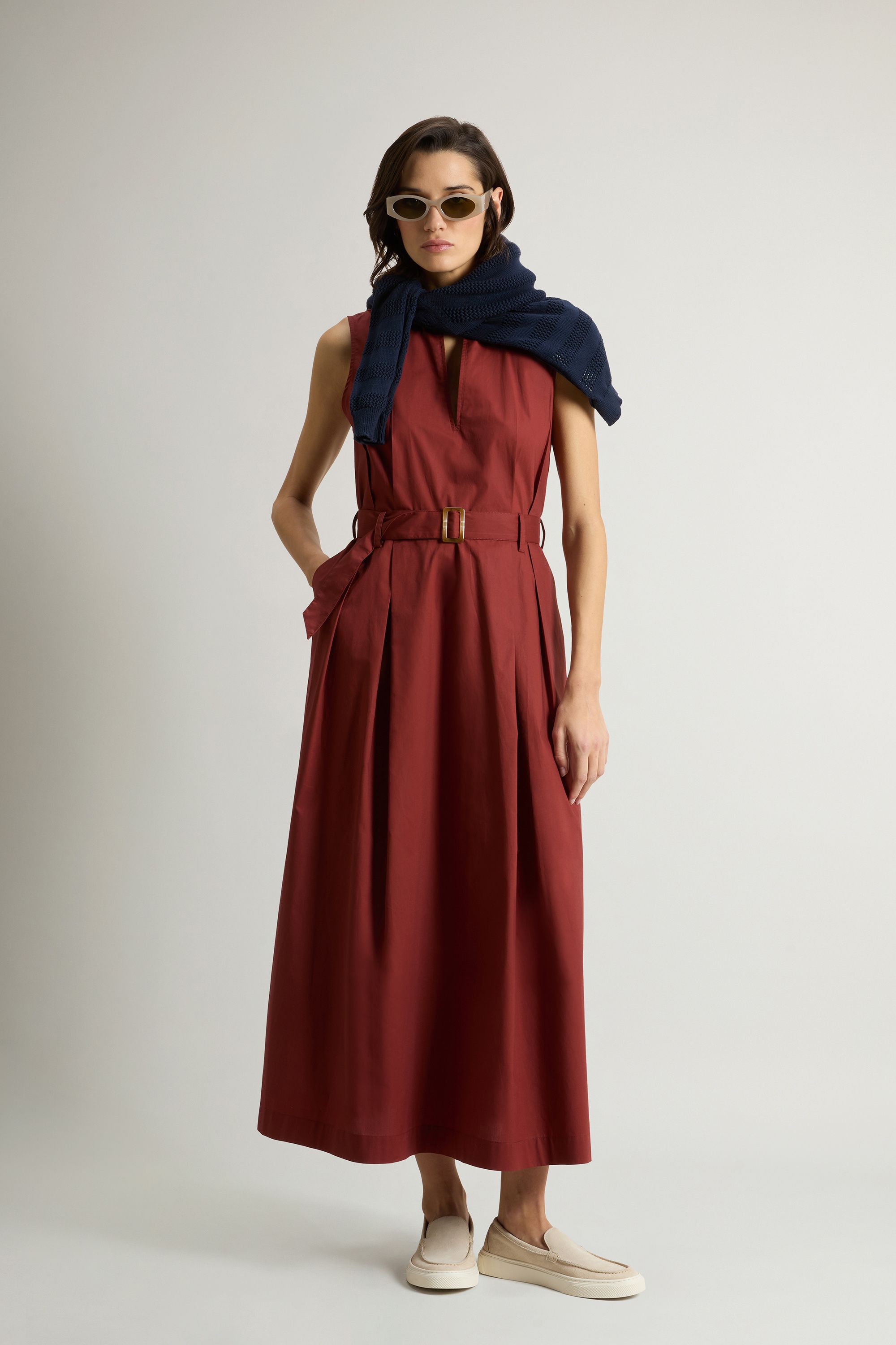 Vestito Belted Long Donna Madder Brown