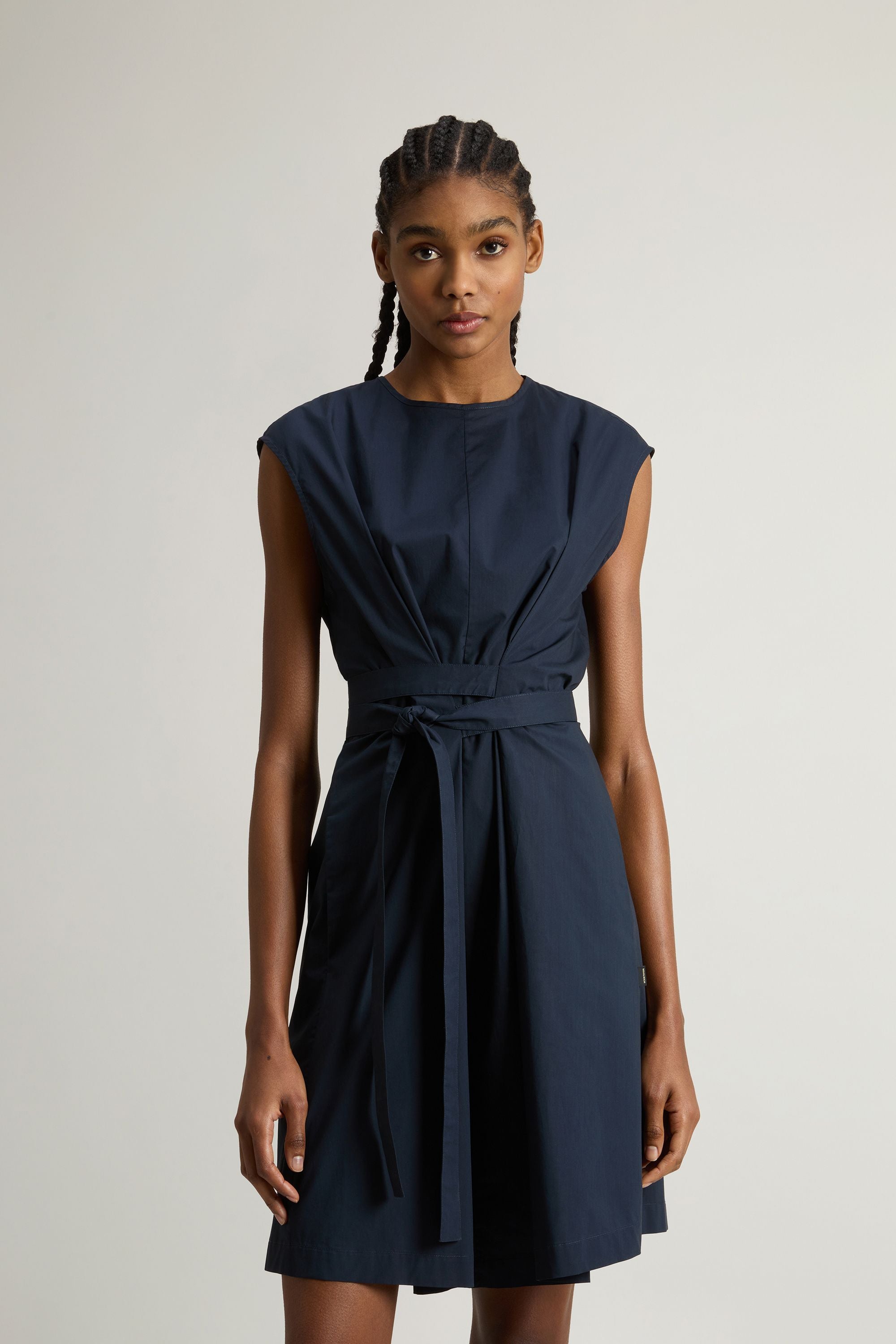 Vestito Poplin Belted Donna Melton Blue