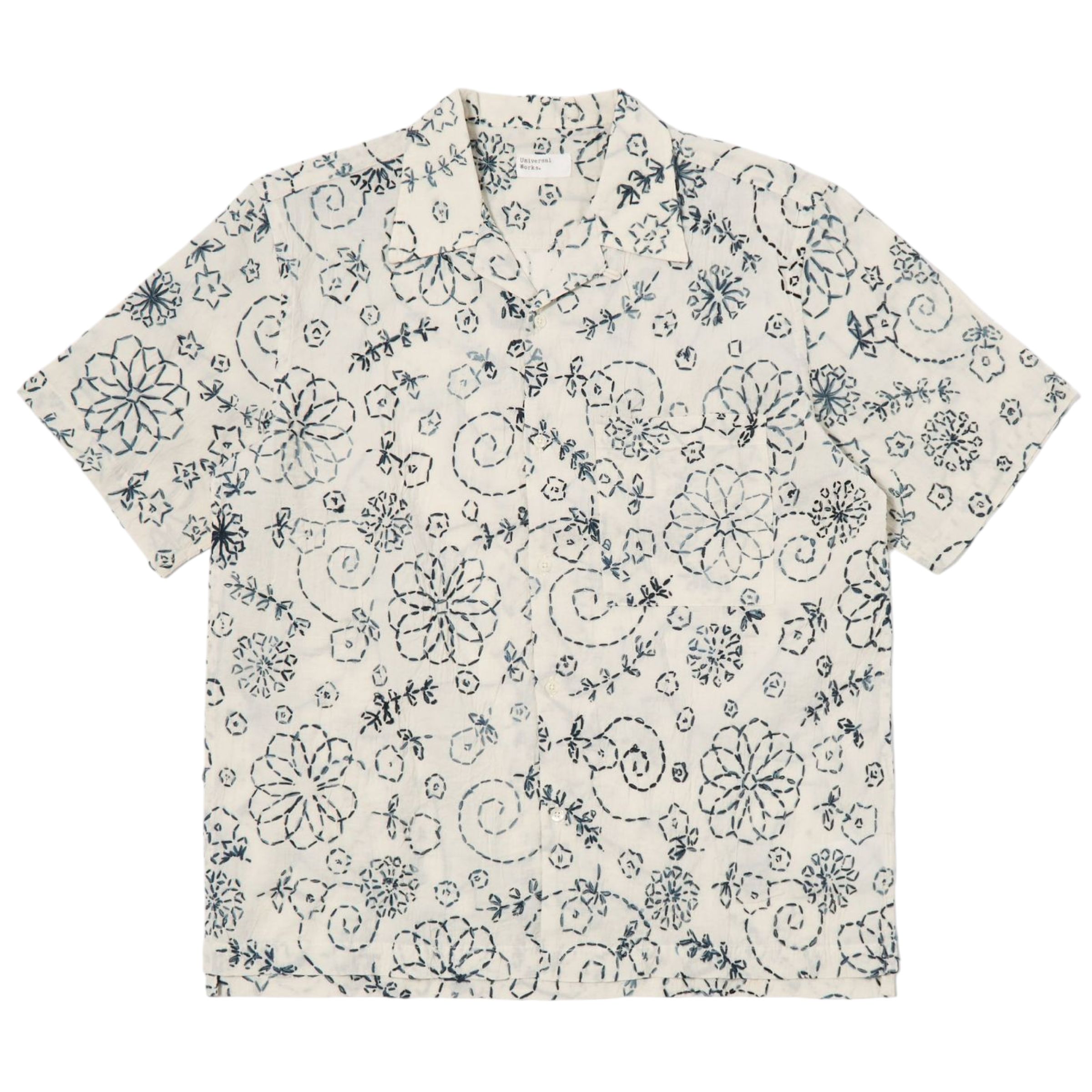 Men's Kantha Shirt Ecru Charcoal 