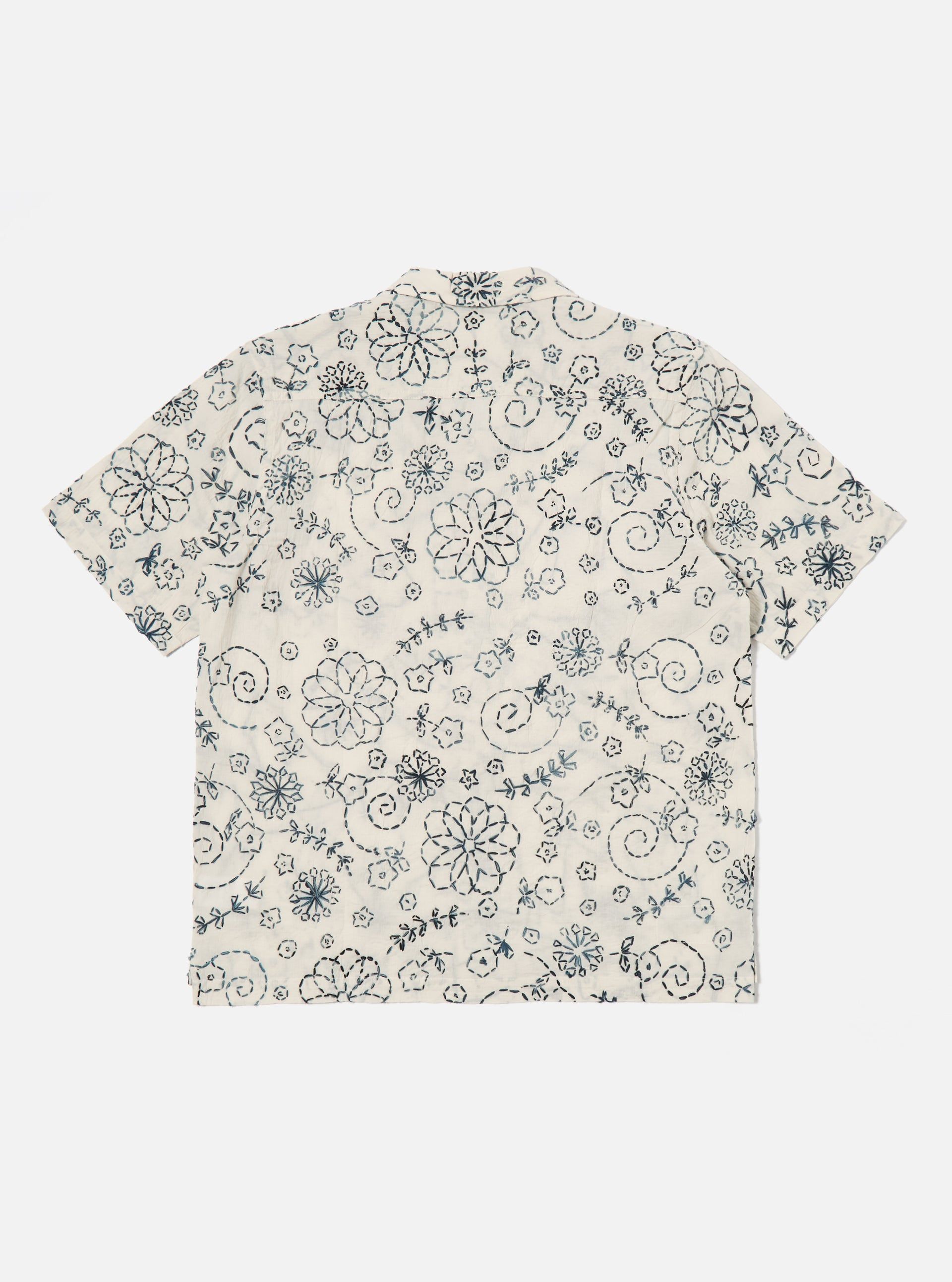 Men's Kantha Shirt Ecru Charcoal 