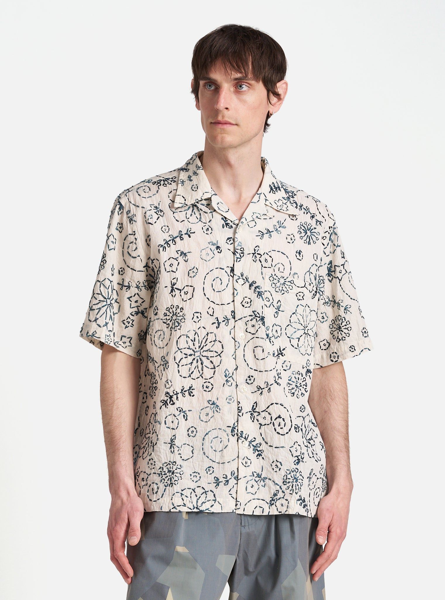 Chemise Kantha Homme Ecru Charcoal