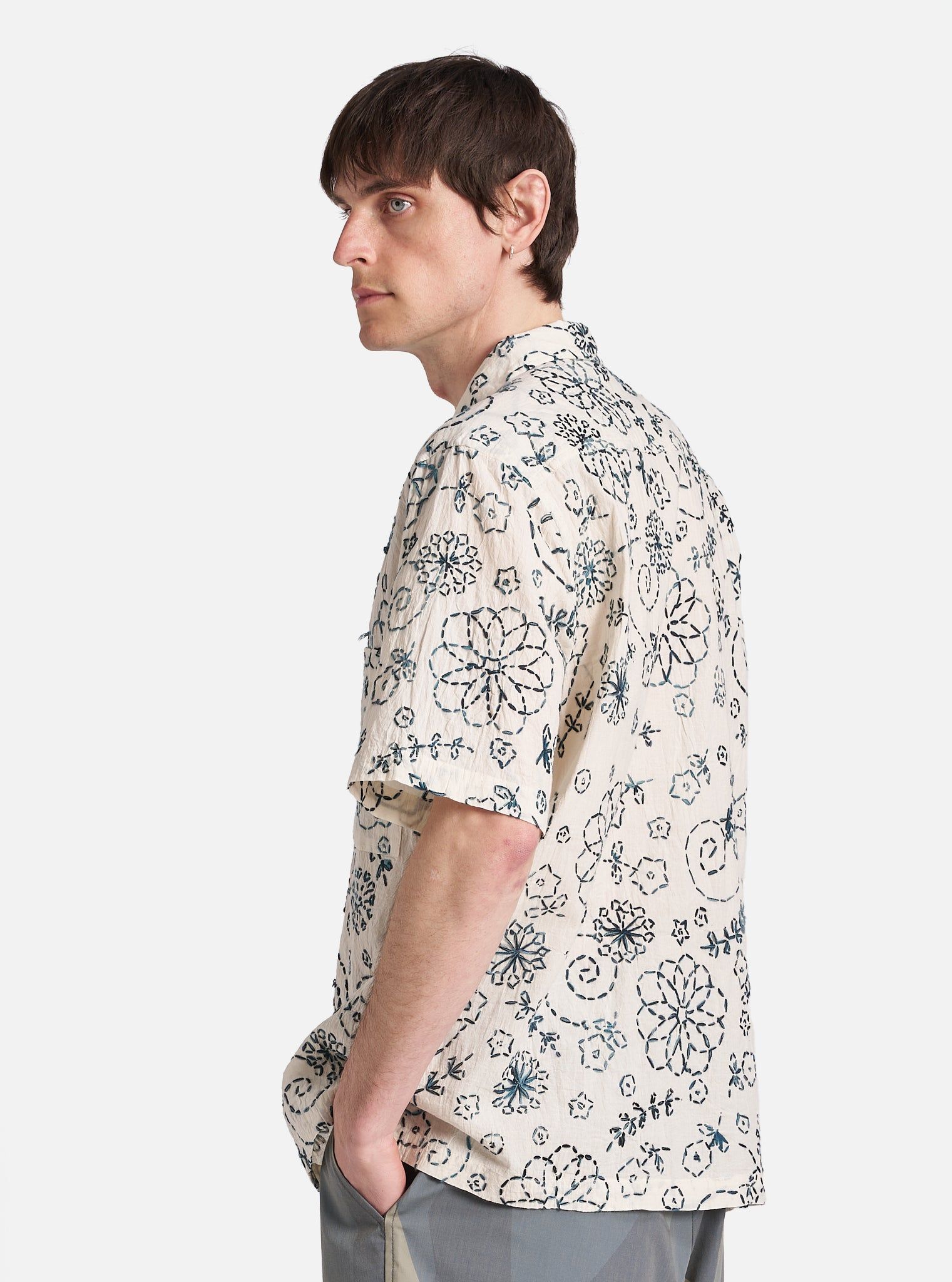 Chemise Kantha Homme Ecru Charcoal