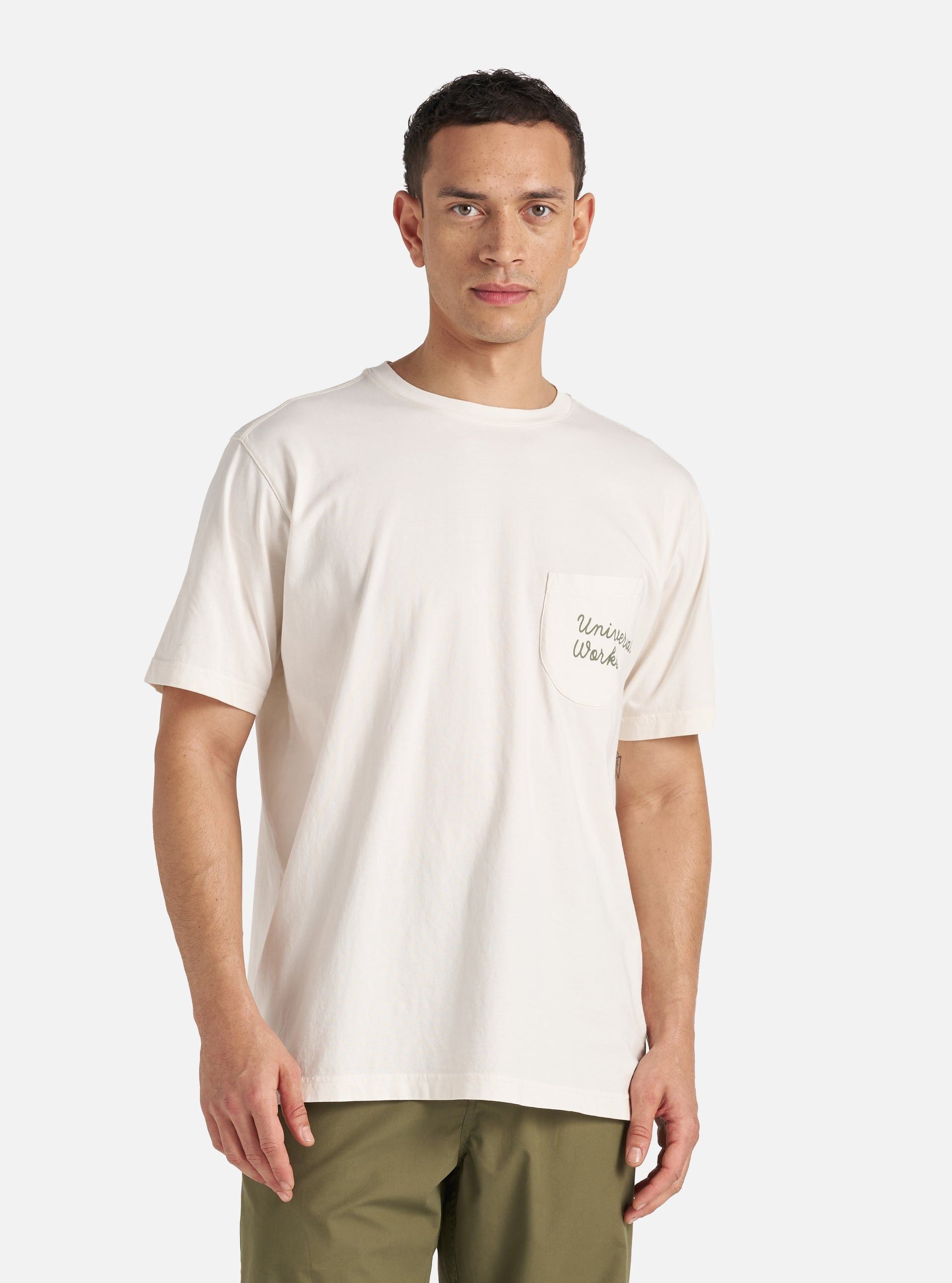 T-shirt Print Pocket Uomo Ecru