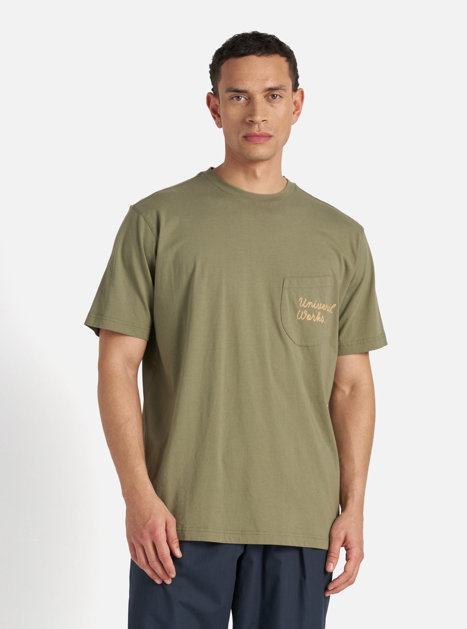 T-shirt Print Pocket Uomo Olive