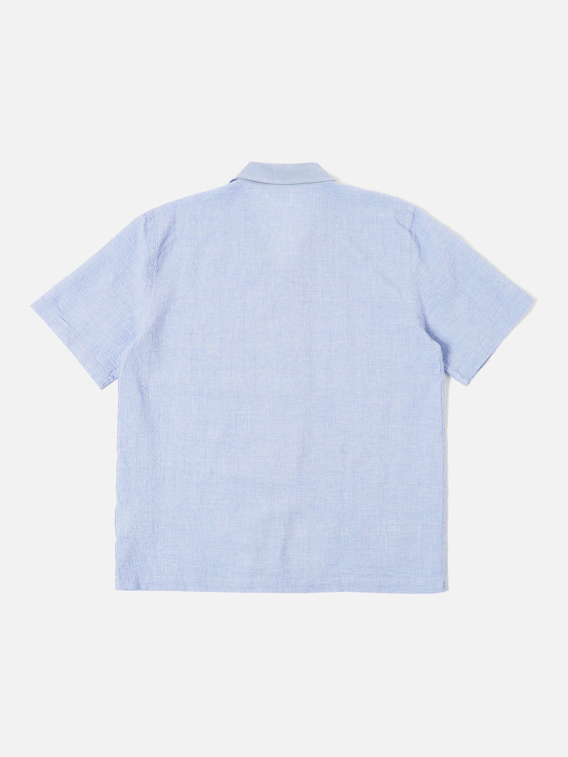 Men's Seersucker Shirt Pale Blue 