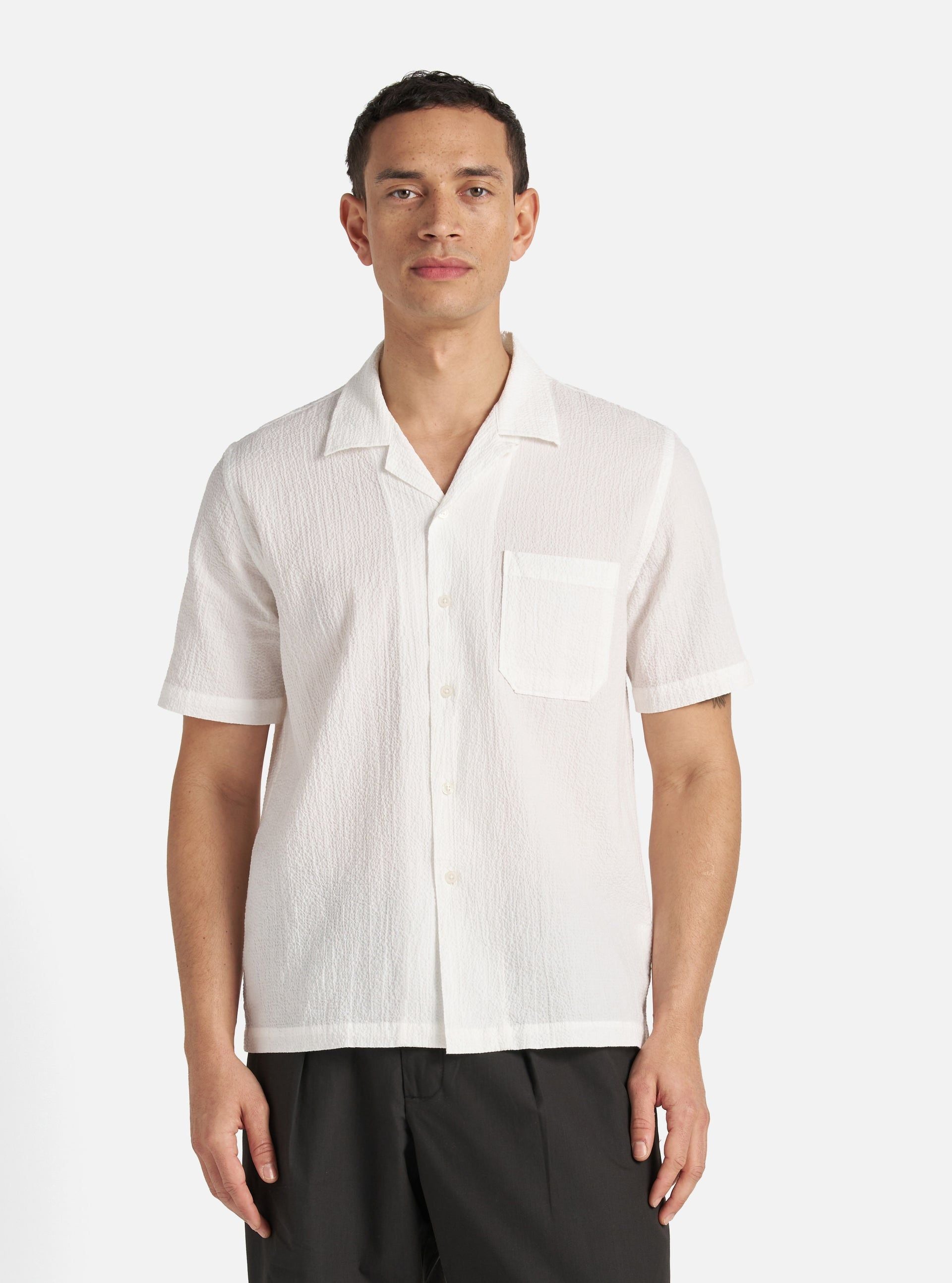 Men's Seersucker Shirt White 