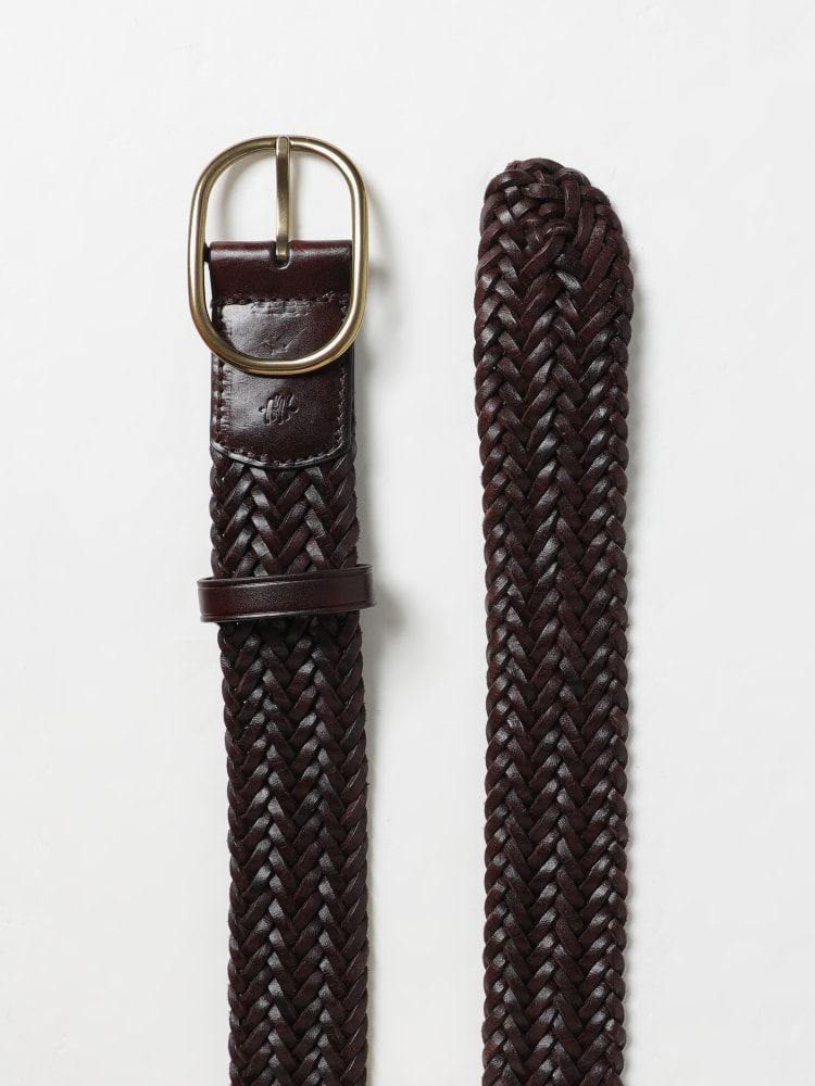 Women's Brass Oval Belt Dark Brown