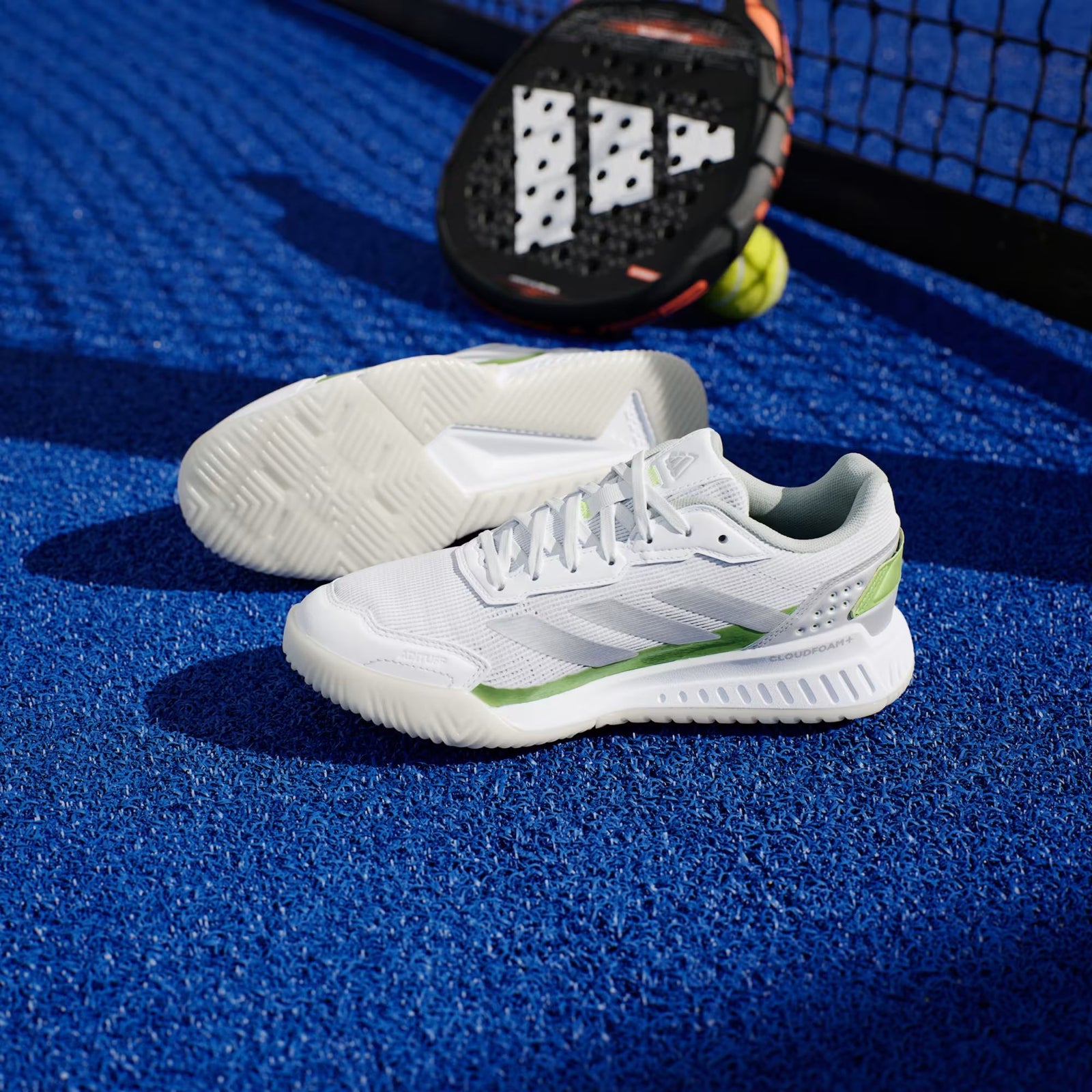 Chaussures Padel Courtquick Femme Cloud White/Silver Metallic/Lucid Lemon