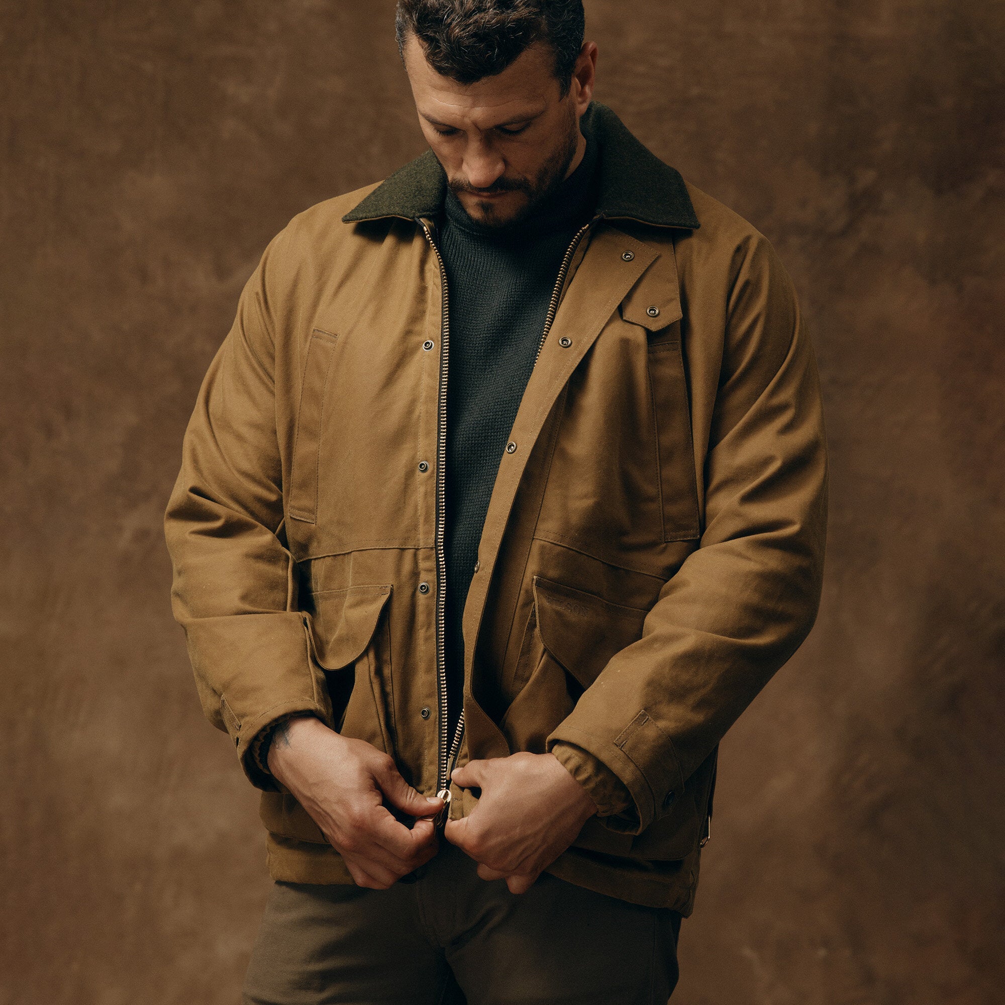 Chaqueta Lined Tin Hombre Dark Tan