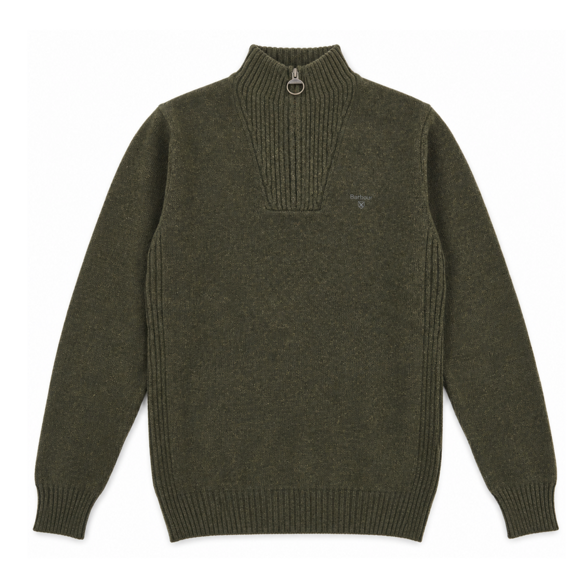 Maglia Essential Lambswool Zip Uomo Sage Green