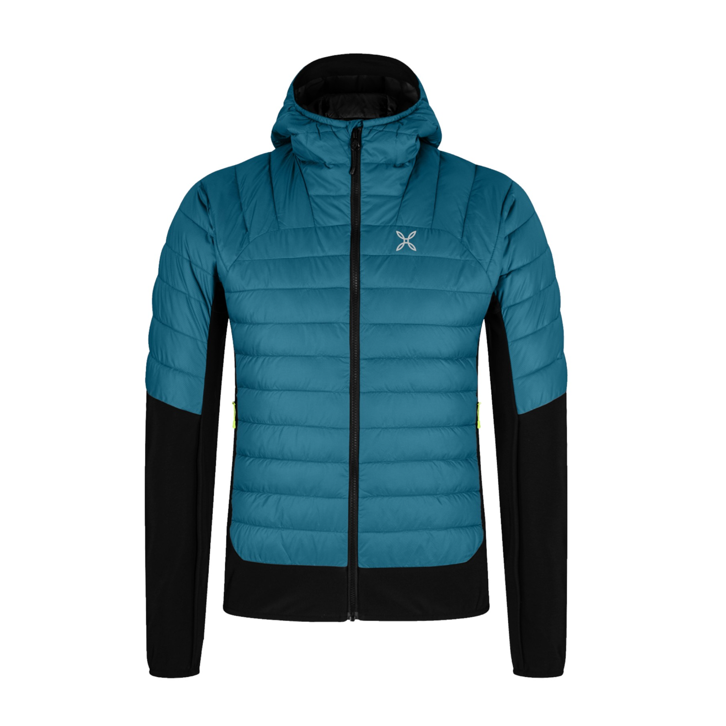 Mann Peak Hybrid Hooded Daunenjacke Steel Blue/Sunny Lime