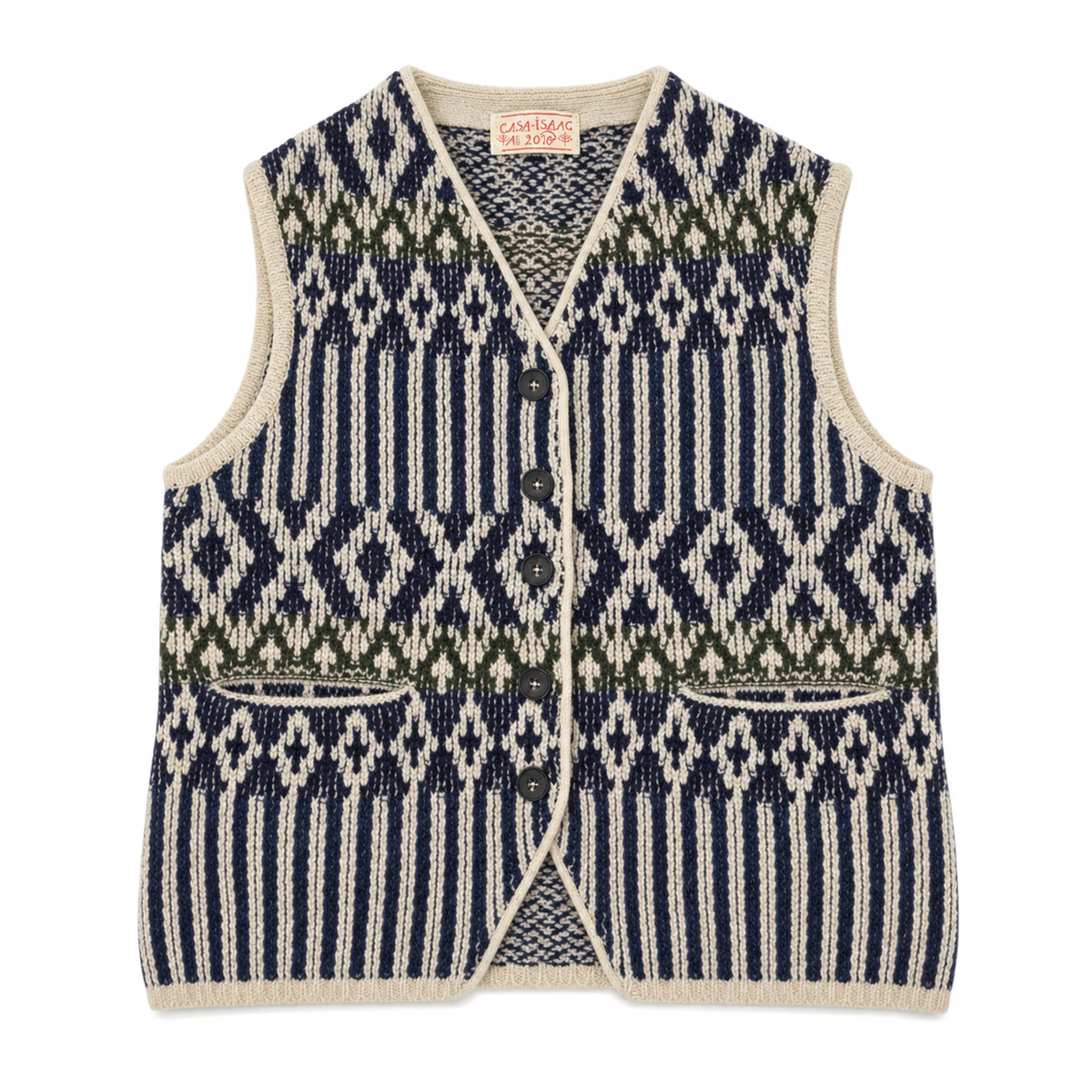 Gilet Folk 6 Donna Blue/Green