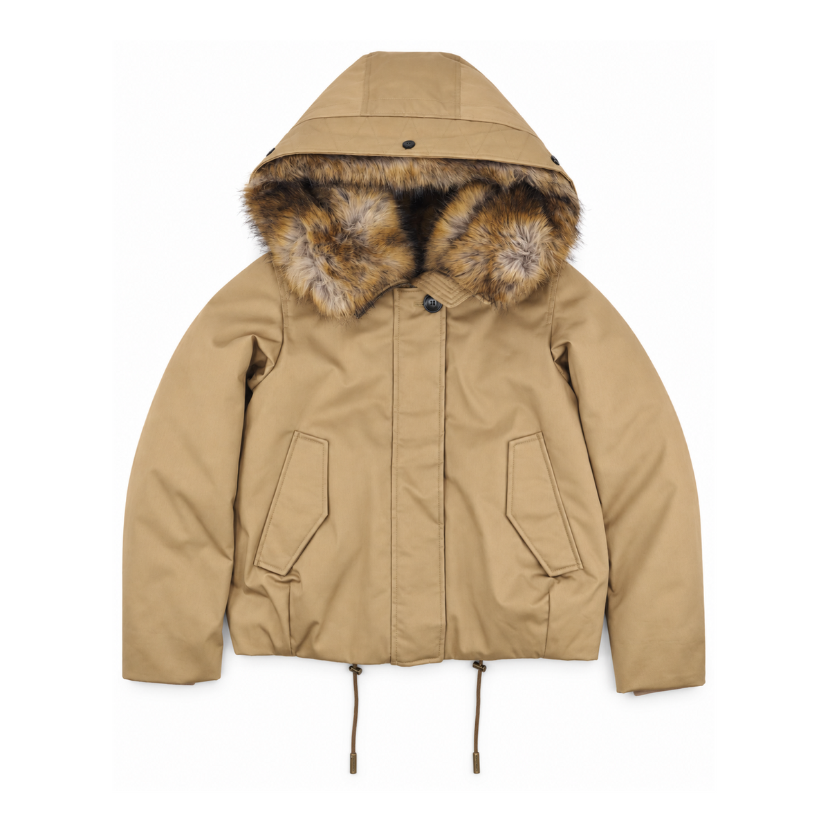 Frau Best Cotton Fur Jacke Gold Khaki