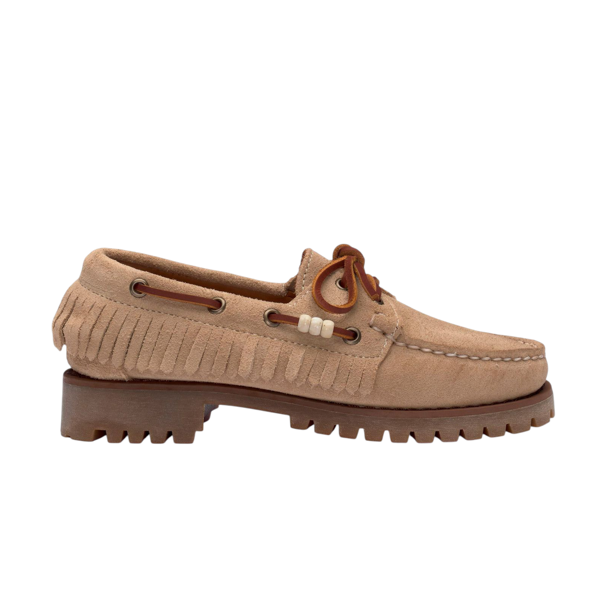 Scarpe Ranger Suede Fringe Donna Beige Camel