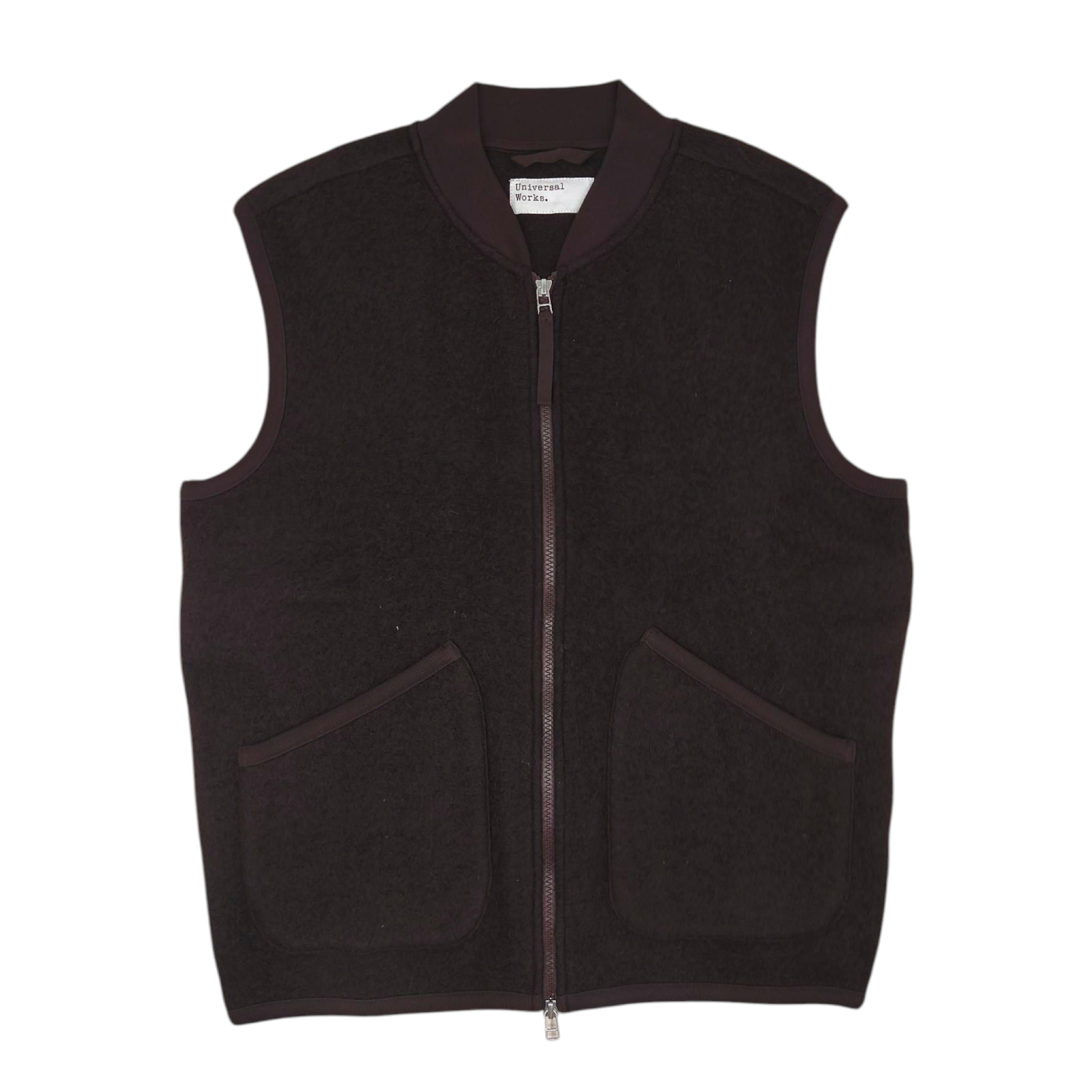 Gilet Zip Wool Uomo Brown