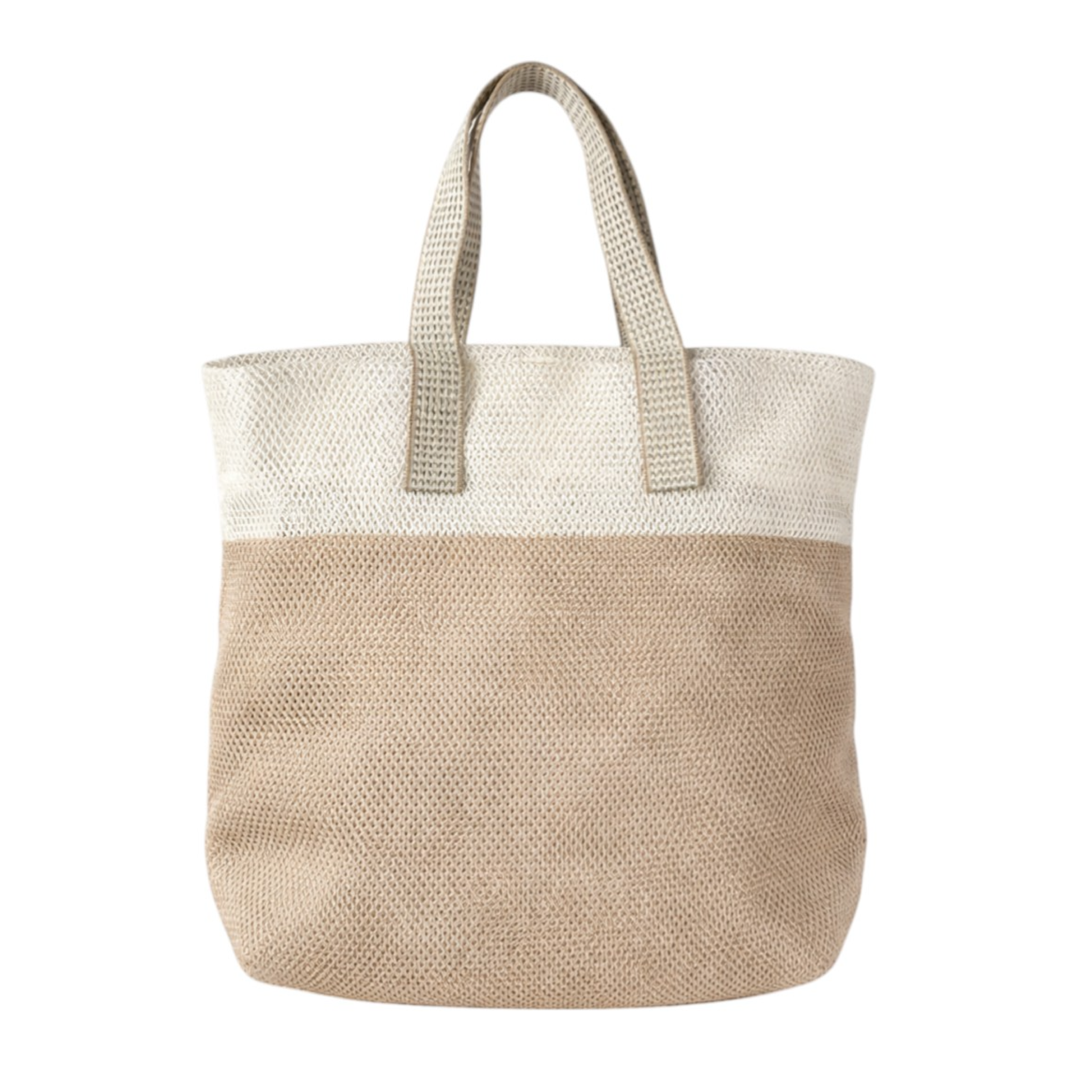 Frau Avec Bicolor Tasche White