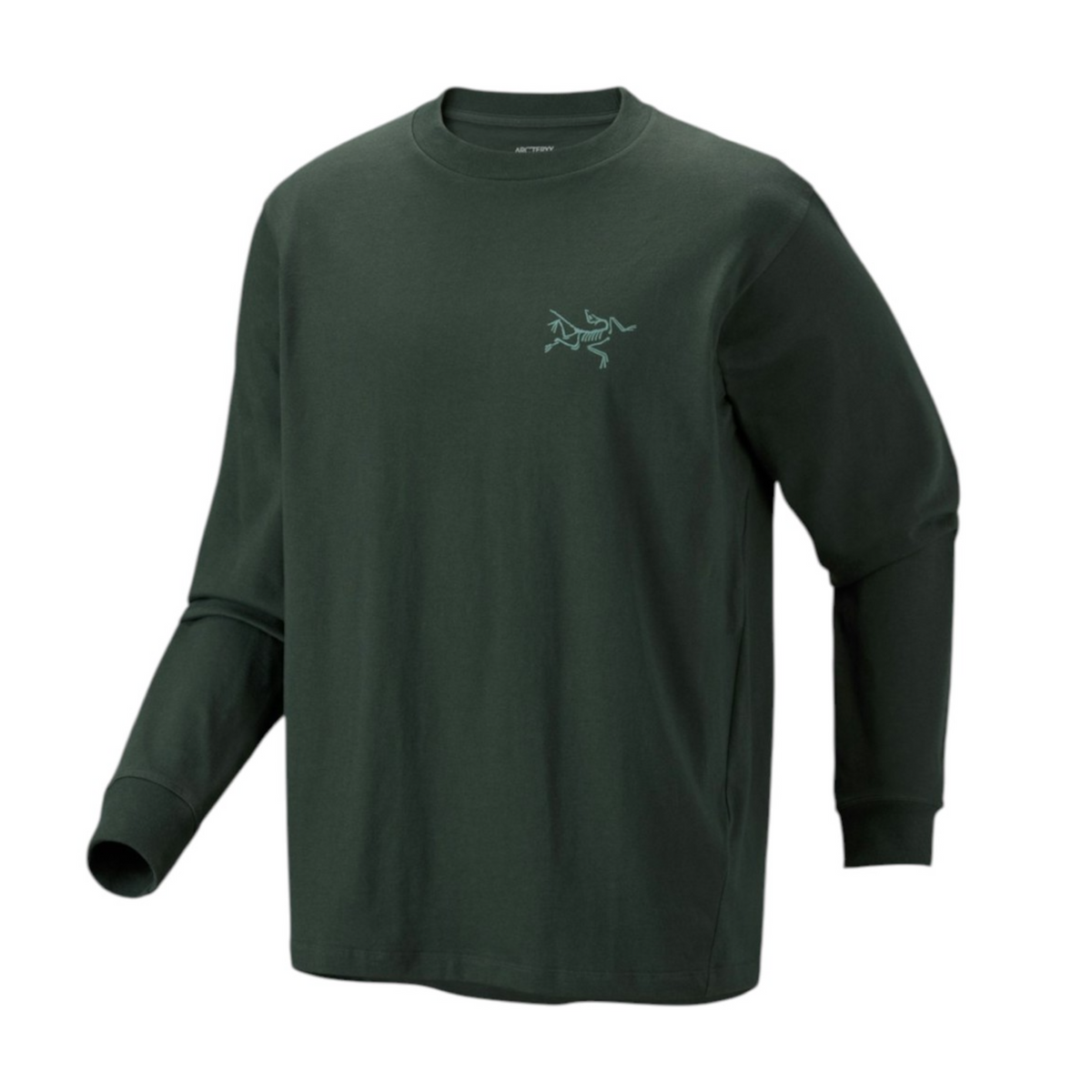 Mann Kragg Cotton Langarm T-shirt Dark Jade