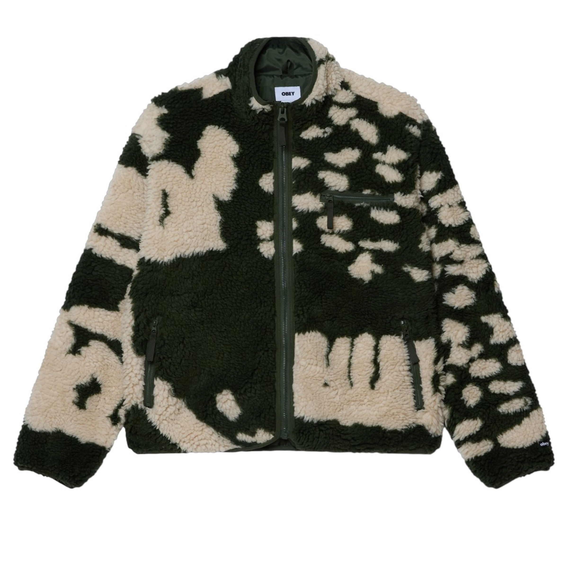 Giacca Shaggy Sherpa Uomo Black Olive Multi