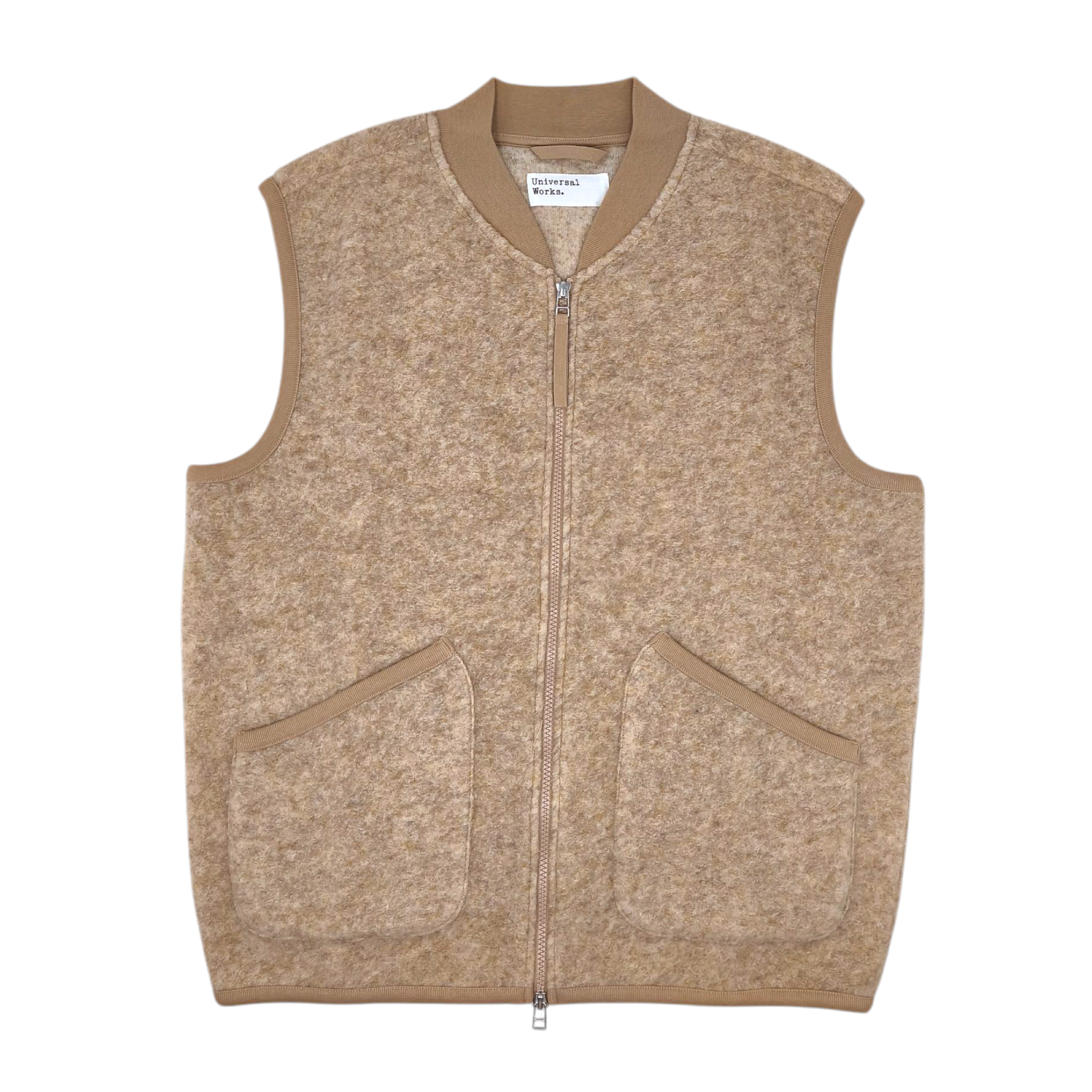 Gilet Zip Wool Uomo Fawn